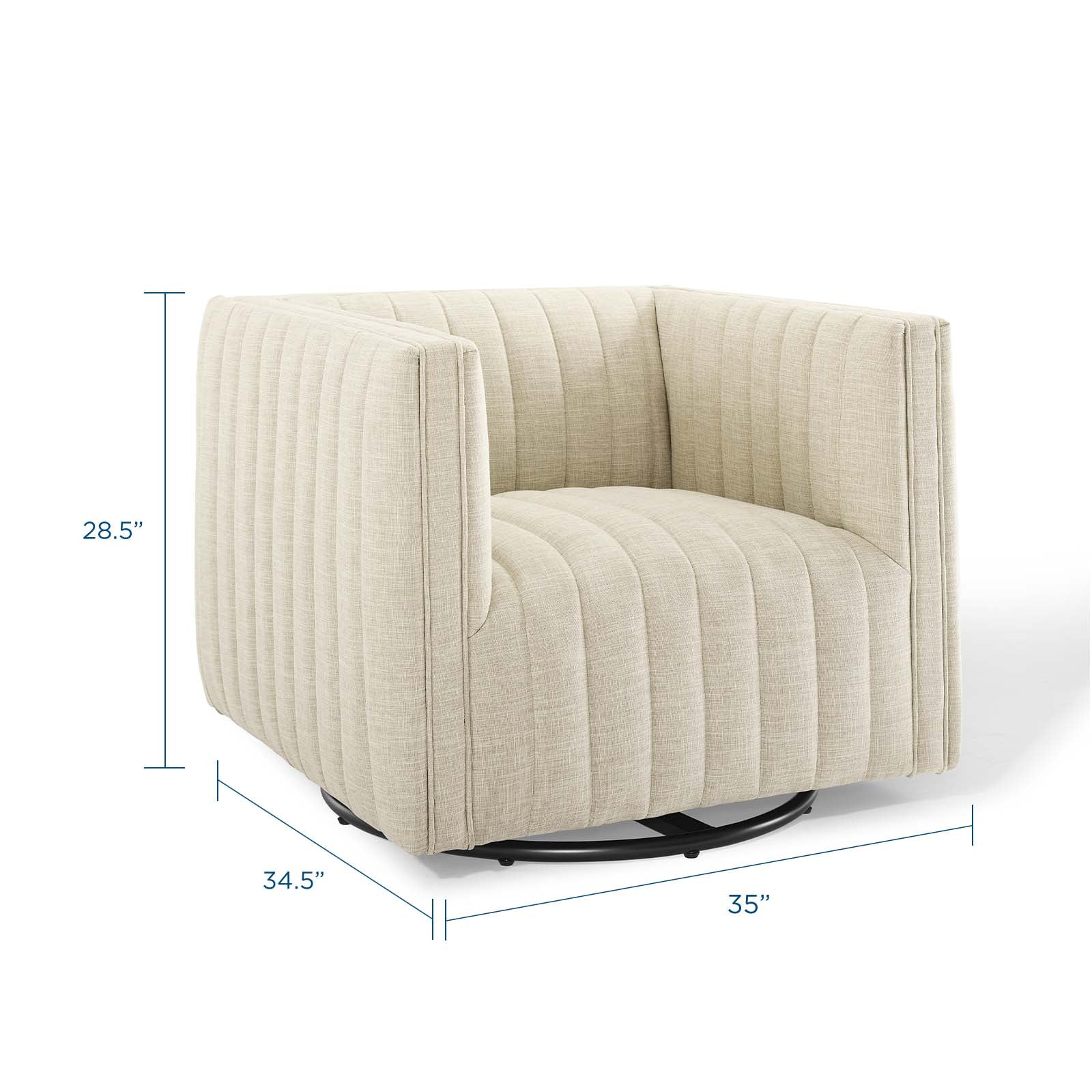 Modway Accent Chairs - Conjure Tufted Swivel Upholstered Armchair Beige