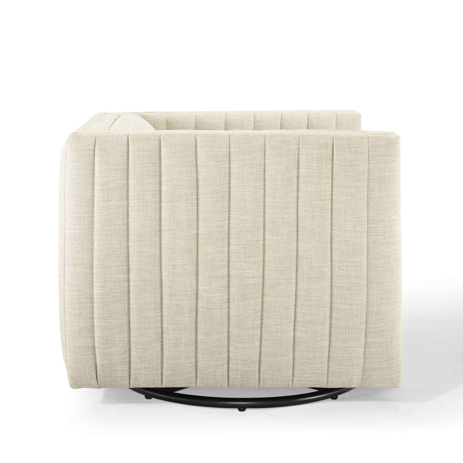 Modway Accent Chairs - Conjure Tufted Swivel Upholstered Armchair Beige