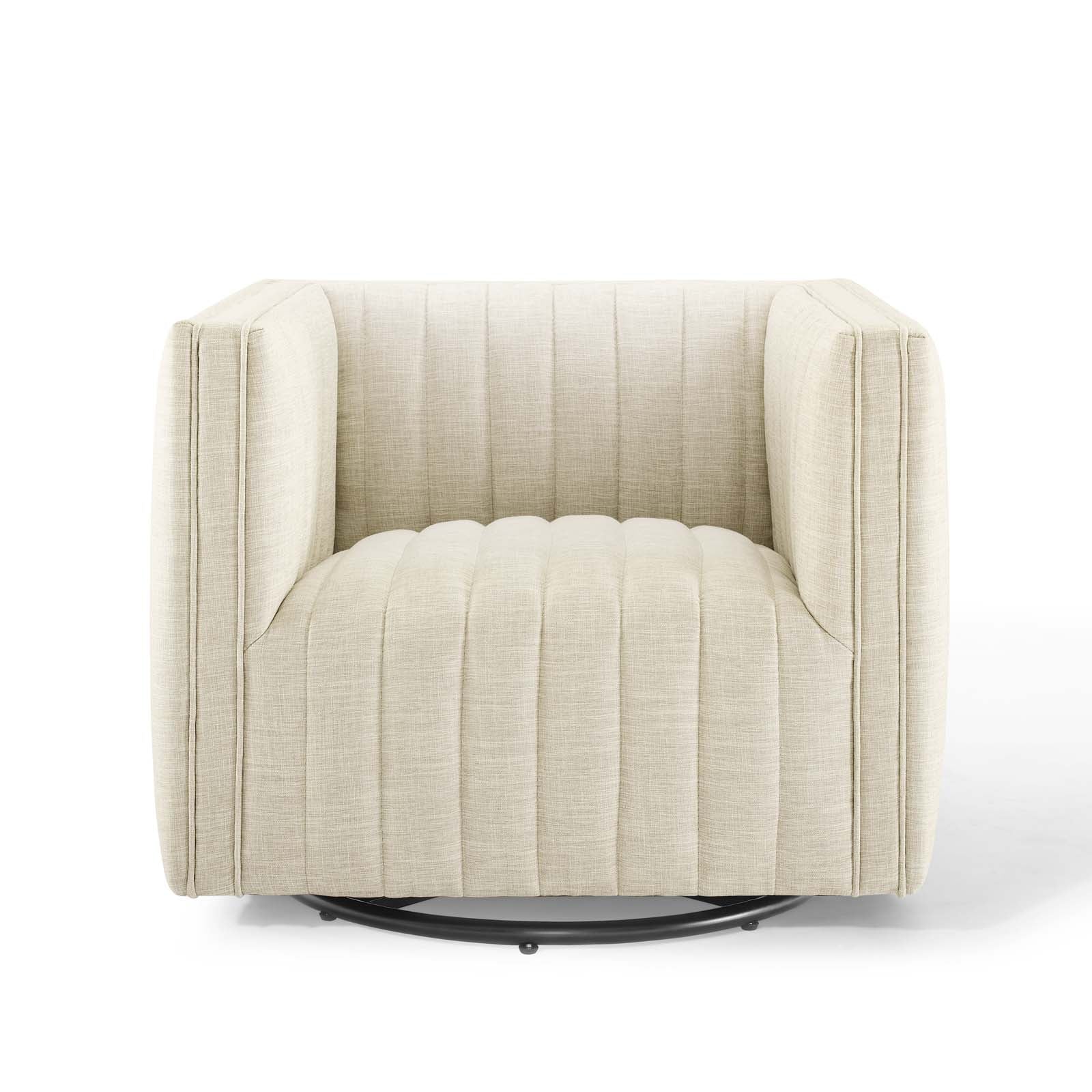 Modway Accent Chairs - Conjure Tufted Swivel Upholstered Armchair Beige