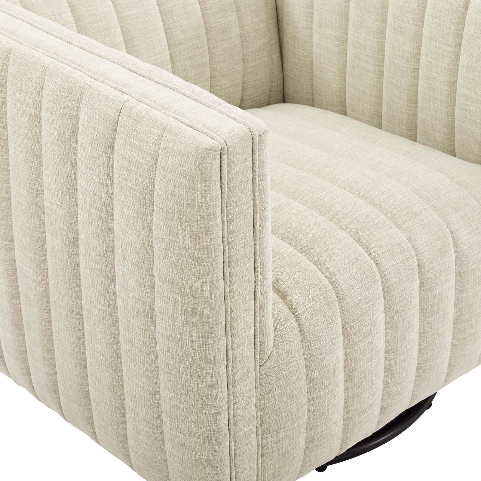Modway Accent Chairs - Conjure Tufted Swivel Upholstered Armchair Beige
