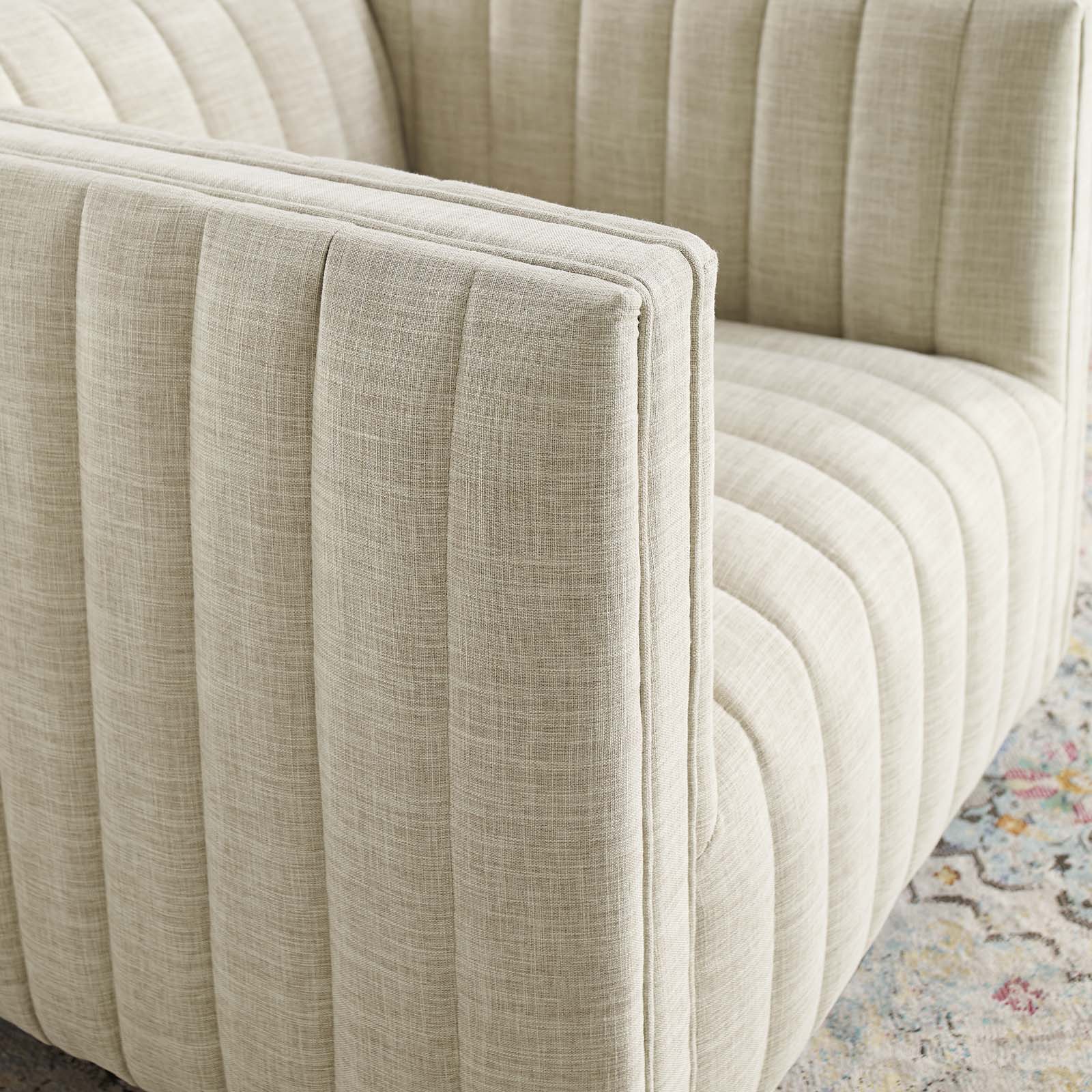 Modway Accent Chairs - Conjure Tufted Swivel Upholstered Armchair Beige