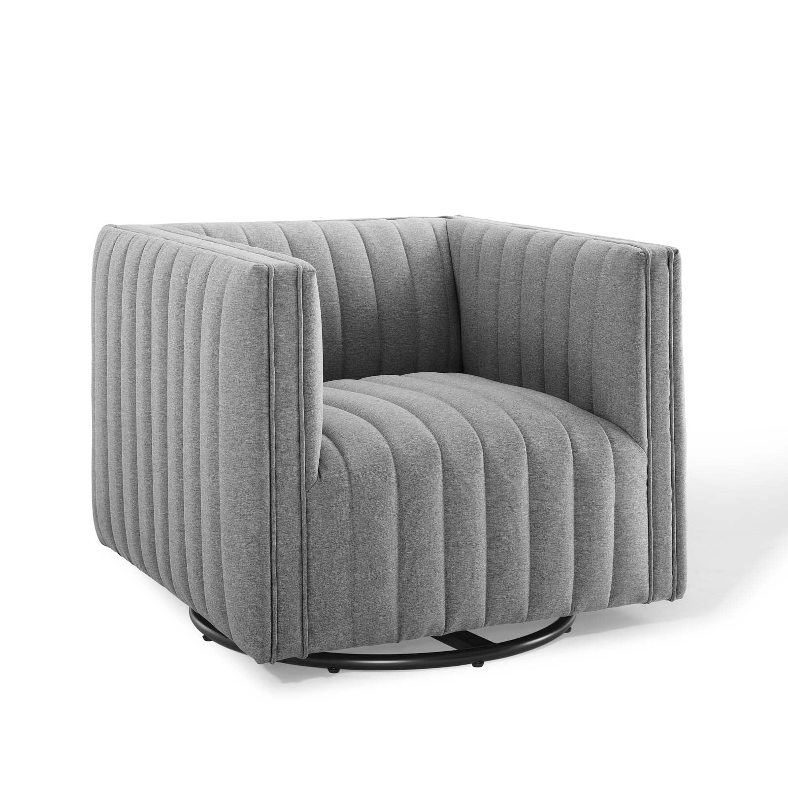 Modway Accent Chairs - Conjure-Tufted-Swivel-Upholstered-Armchair-Light-Gray