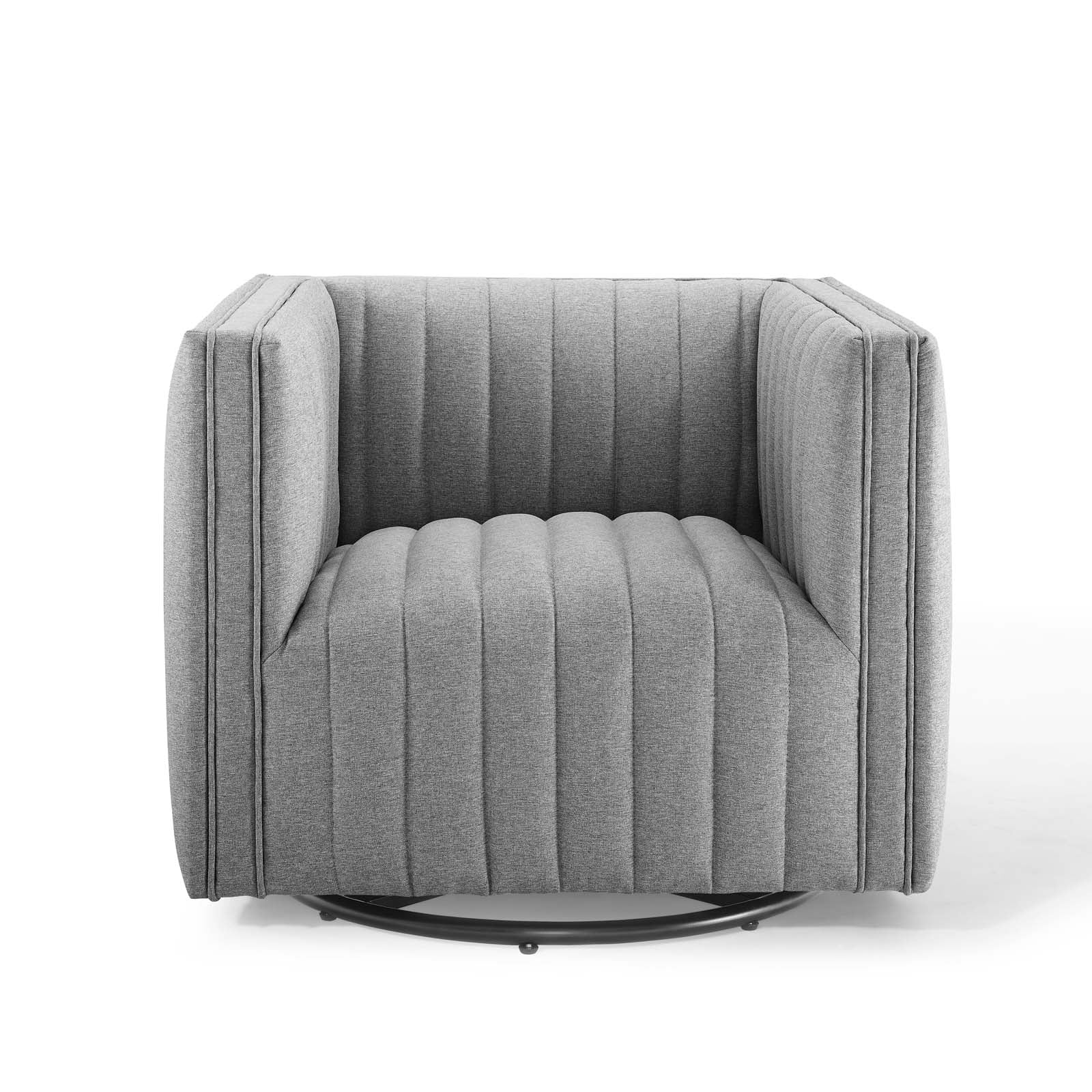 Modway Accent Chairs - Conjure-Tufted-Swivel-Upholstered-Armchair-Light-Gray