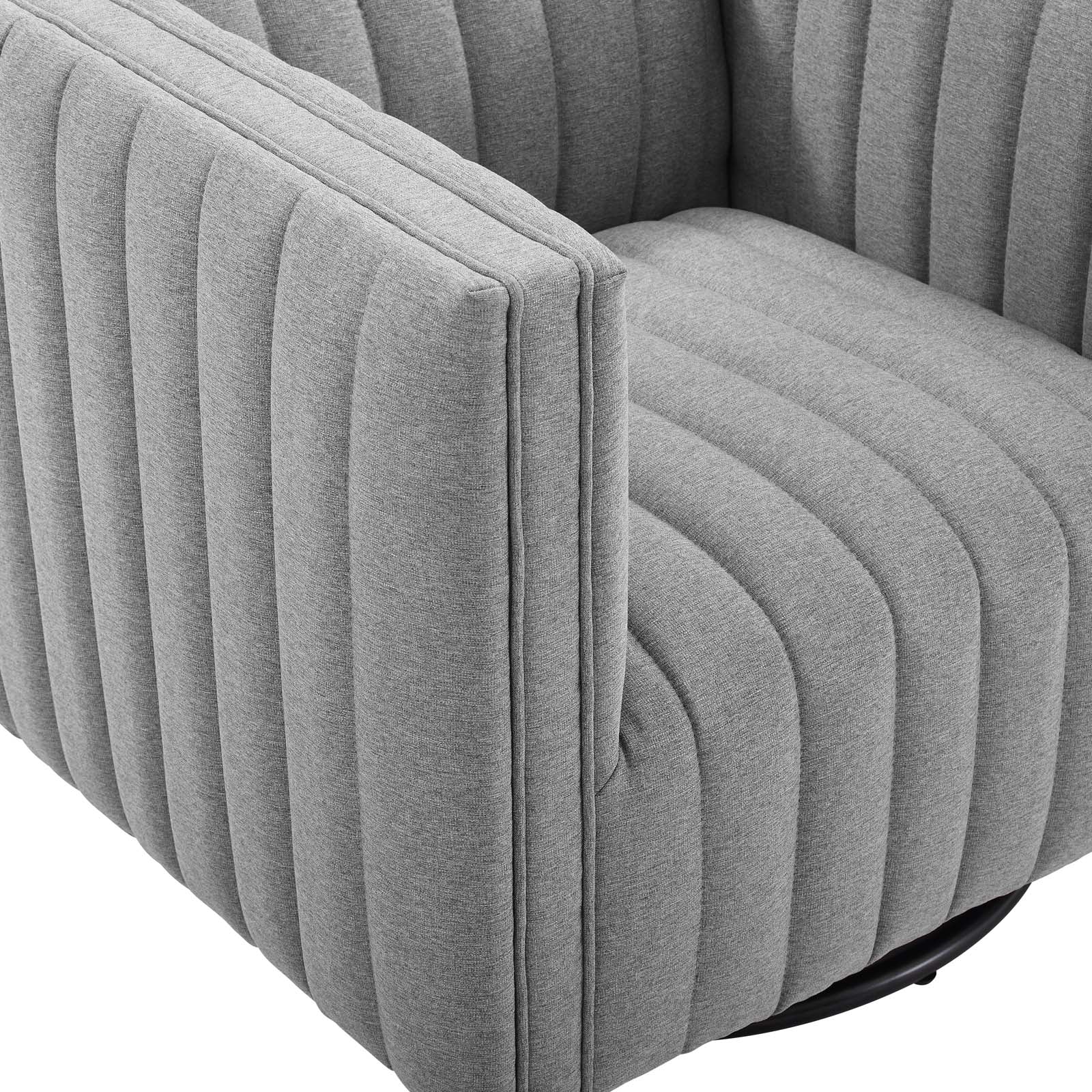 Modway Accent Chairs - Conjure-Tufted-Swivel-Upholstered-Armchair-Light-Gray