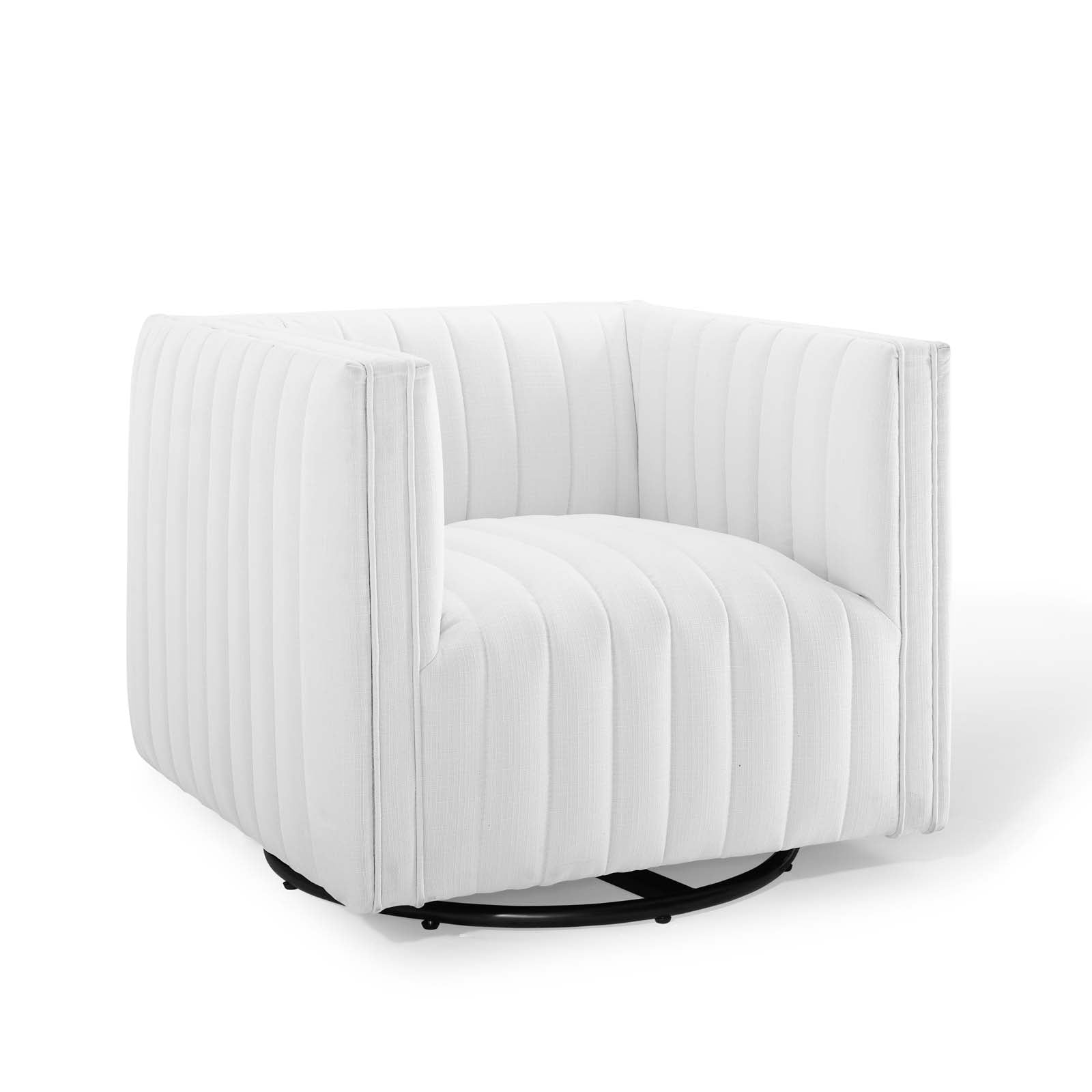 Modway Accent Chairs - Conjure Tufted Swivel Upholstered Armchair White