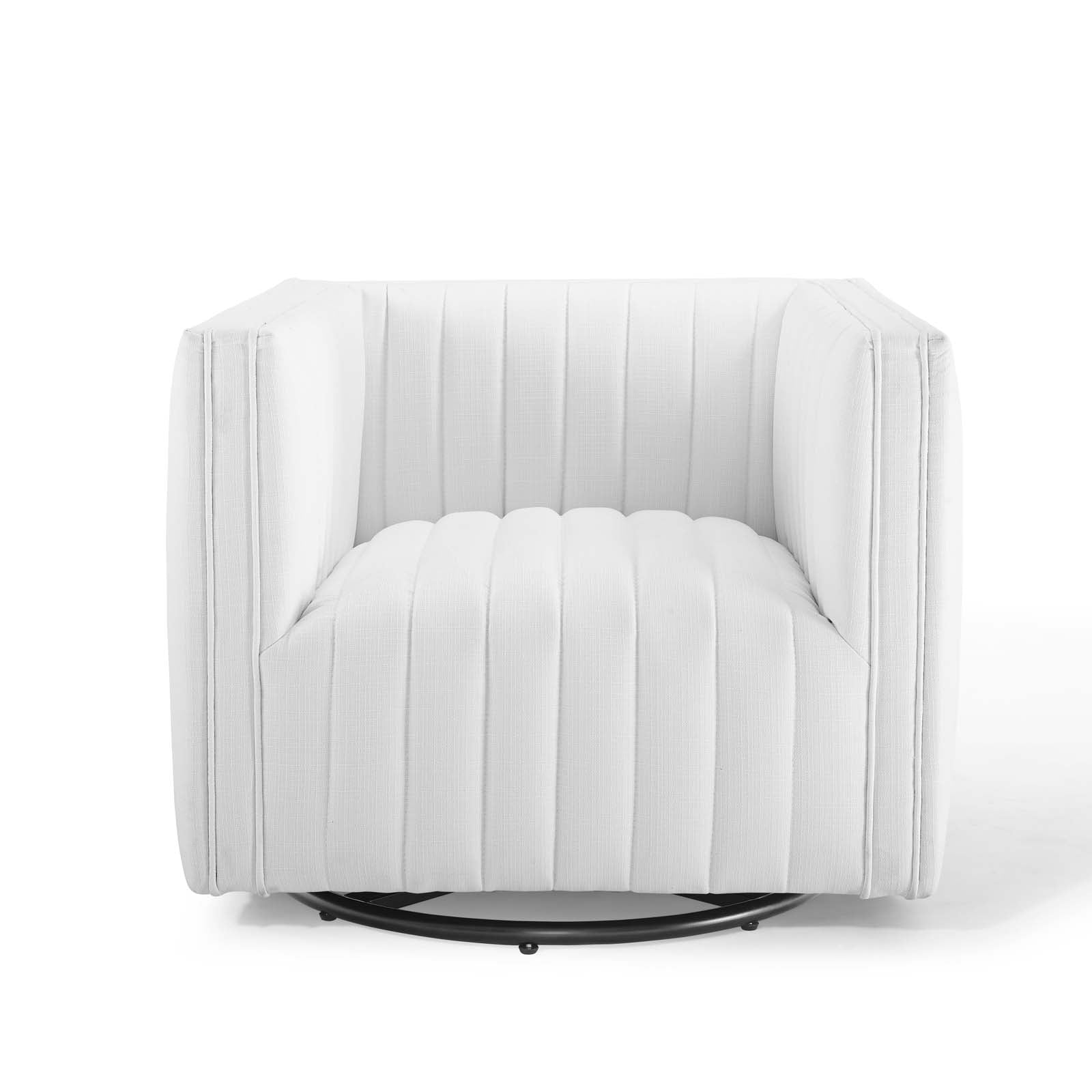 Modway Accent Chairs - Conjure Tufted Swivel Upholstered Armchair White