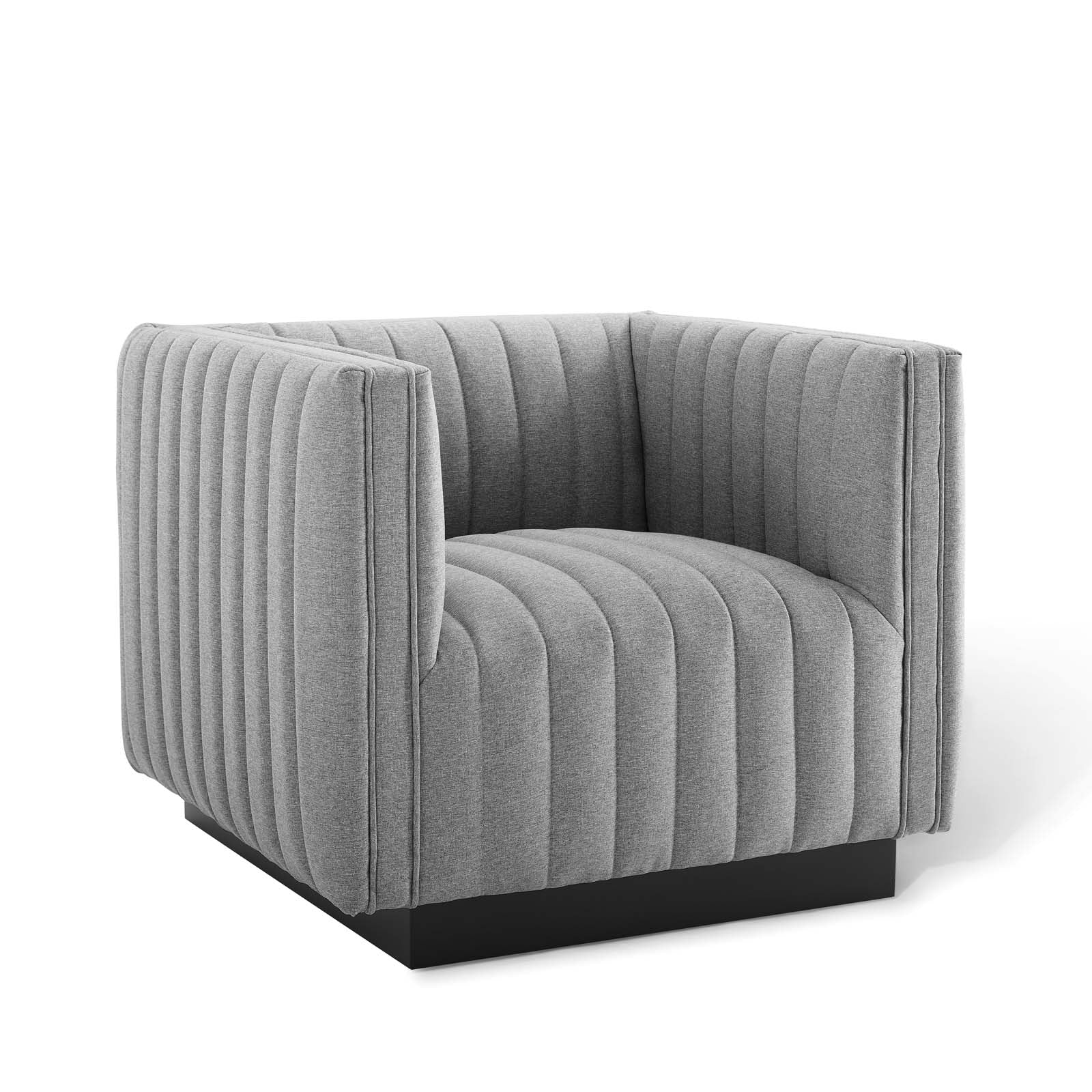 Modway Accent Chairs - Conjure Tufted Upholstered Fabric Armchair Light Gray