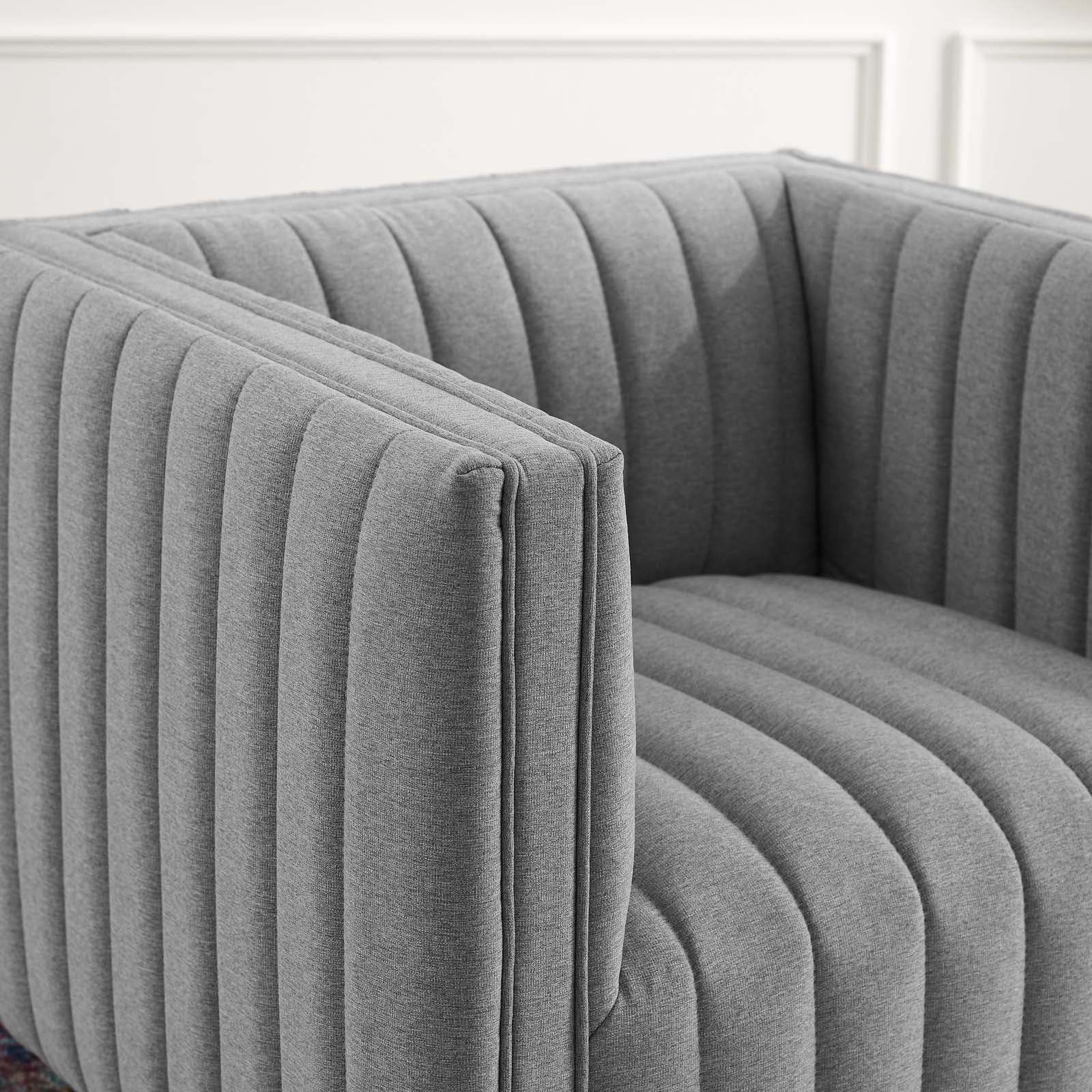 Modway Accent Chairs - Conjure Tufted Upholstered Fabric Armchair Light Gray