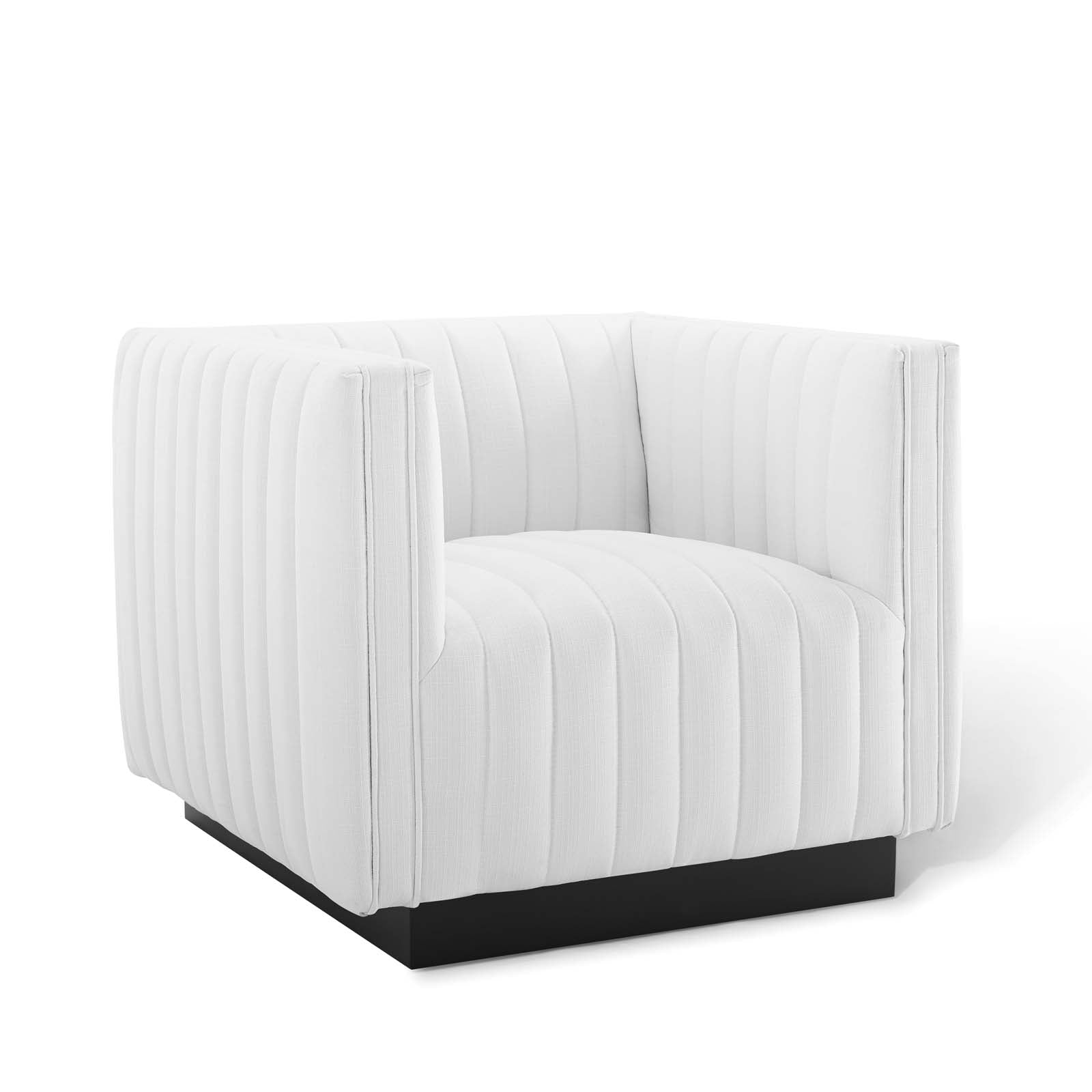 Modway Accent Chairs - Conjure Tufted Upholstered Fabric Armchair White