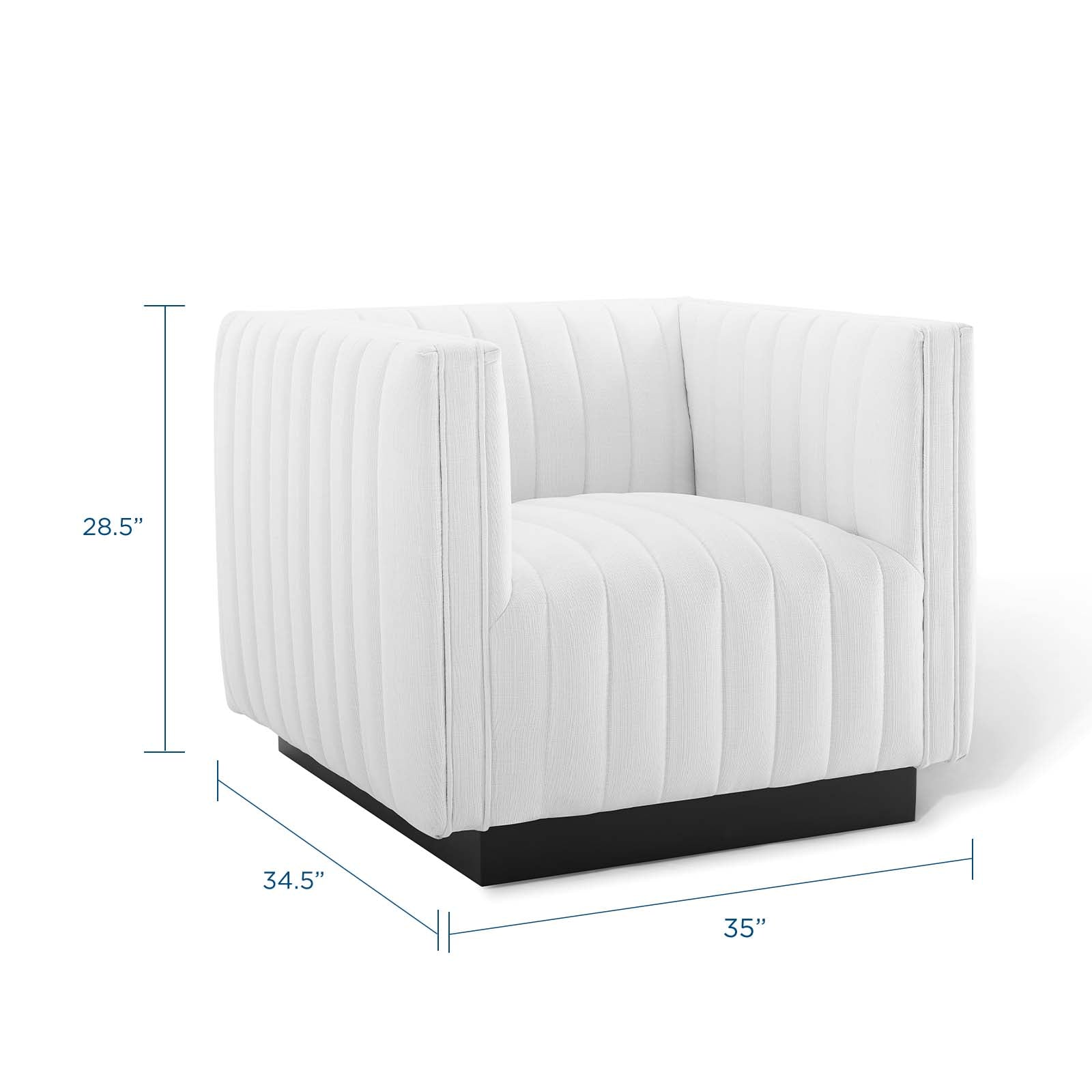 Modway Accent Chairs - Conjure Tufted Upholstered Fabric Armchair White