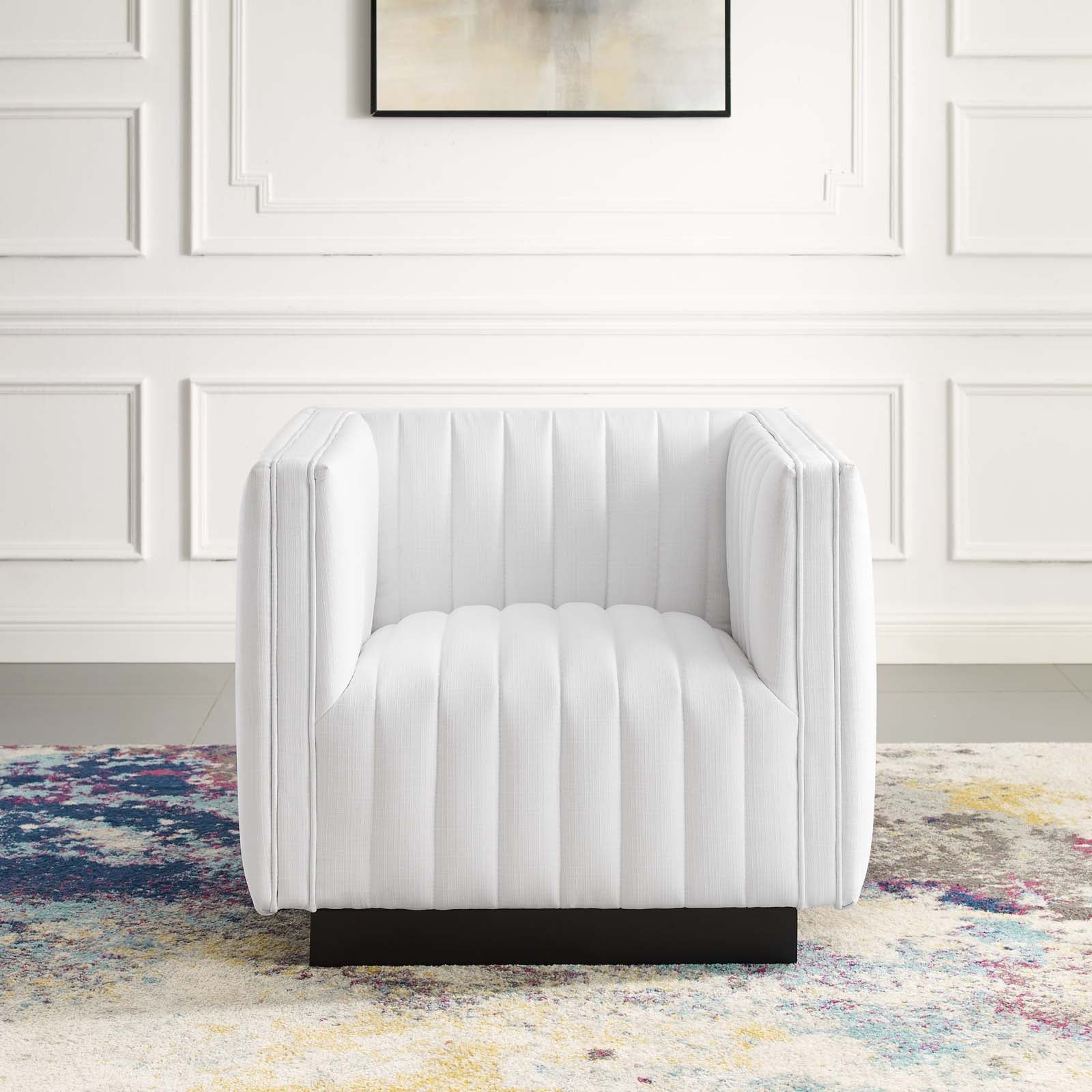 Modway Accent Chairs - Conjure Tufted Upholstered Fabric Armchair White