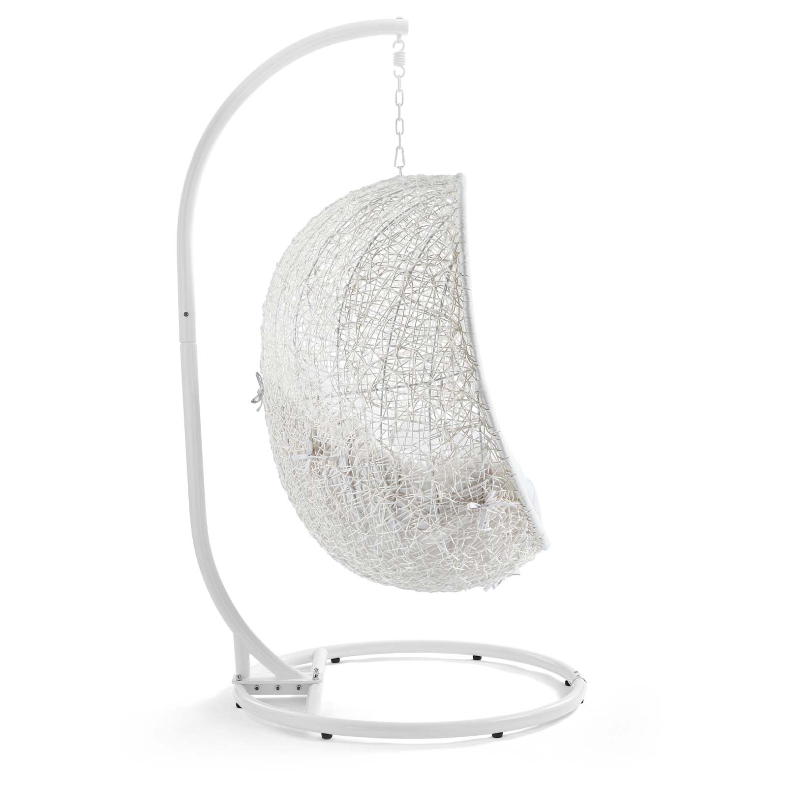 Modway Outdoor Swings - Hide Outdoor Patio Sunbrella Swing Chair With Stand White White