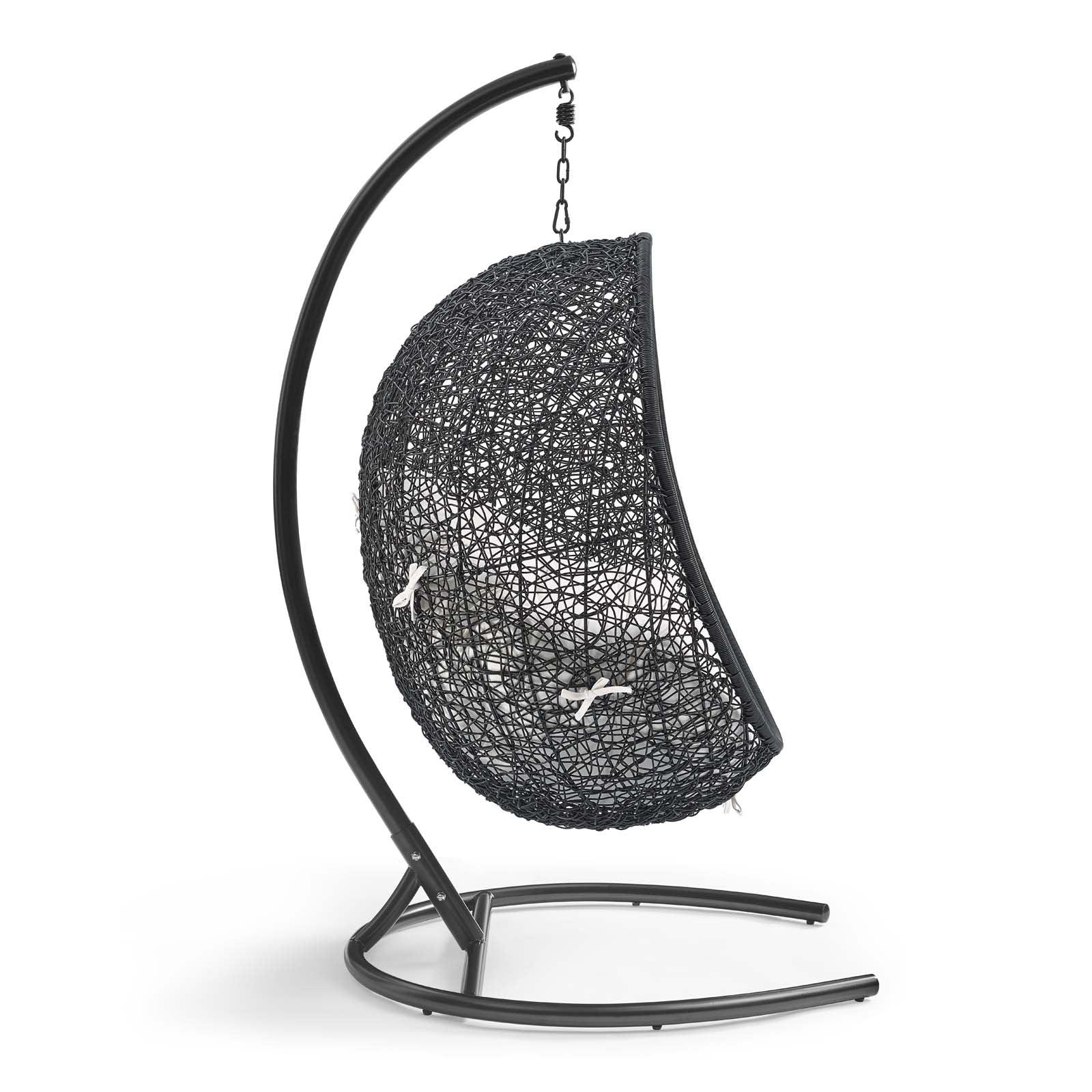 Modway Outdoor Swings - Encase Sunbrella Swing Outdoor Patio Lounge Chair Black White