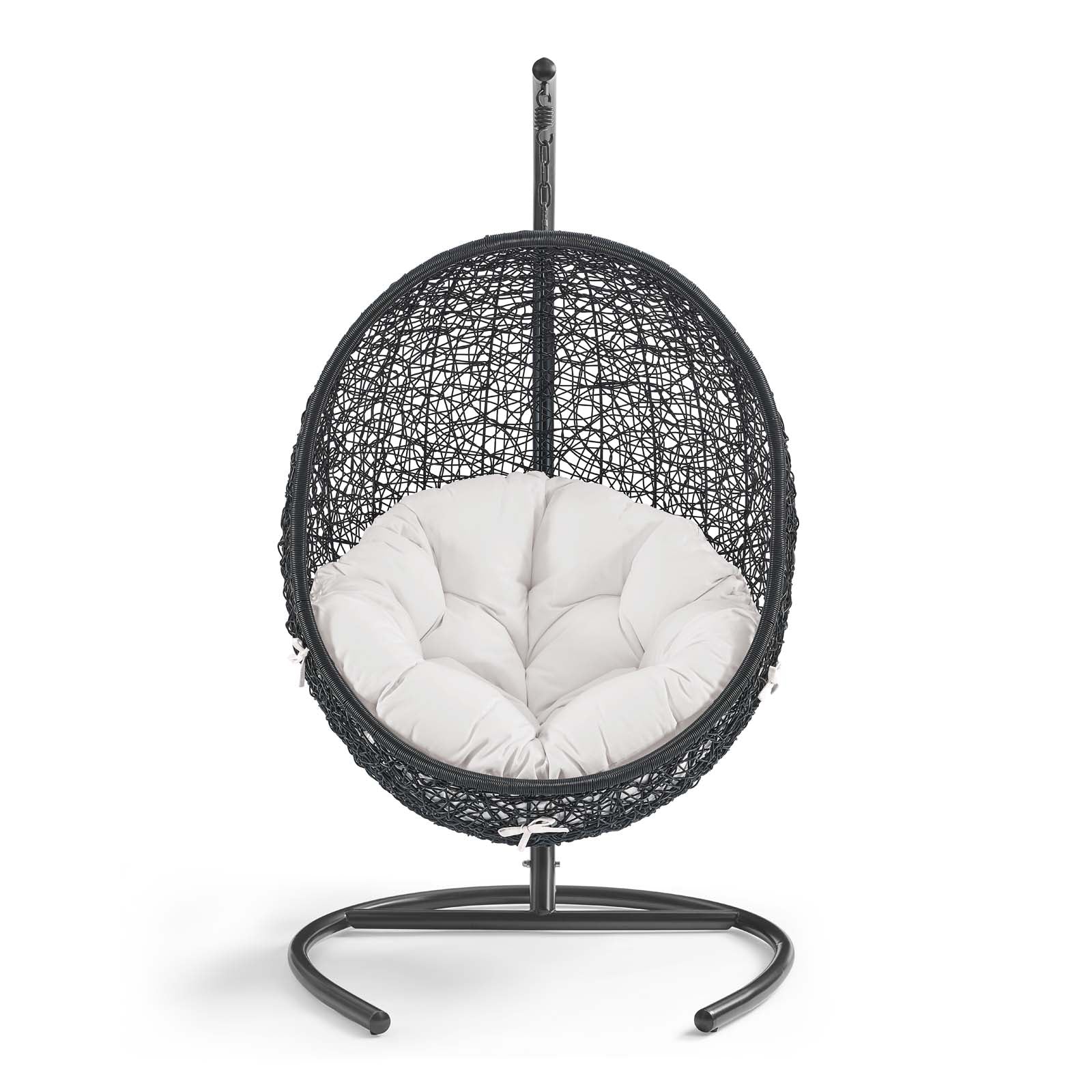 Modway Outdoor Swings - Encase Sunbrella Swing Outdoor Patio Lounge Chair Black White