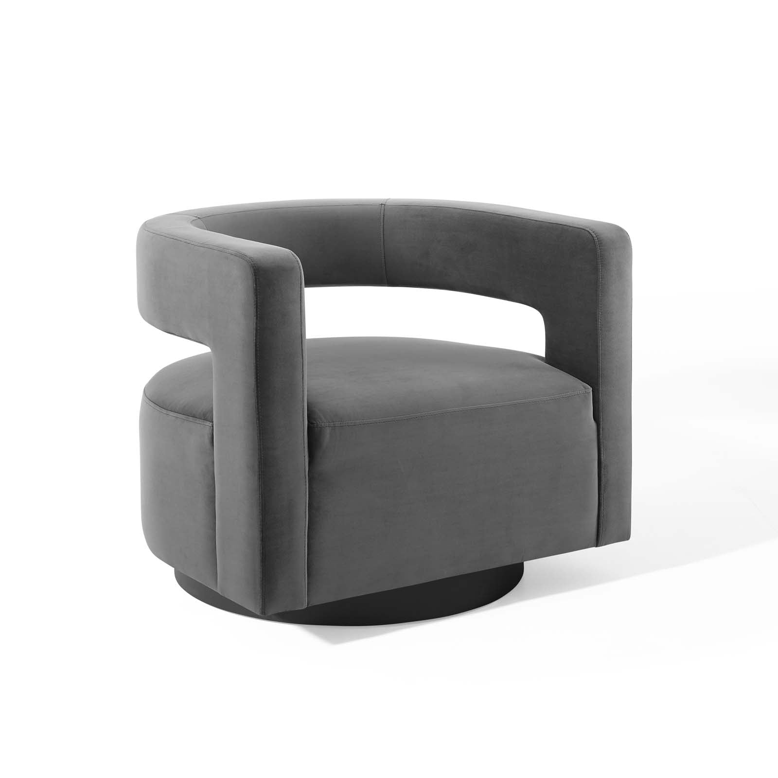 Modway Accent Chairs - Spin Cutaway Performance Velvet Swivel Armchair Gray