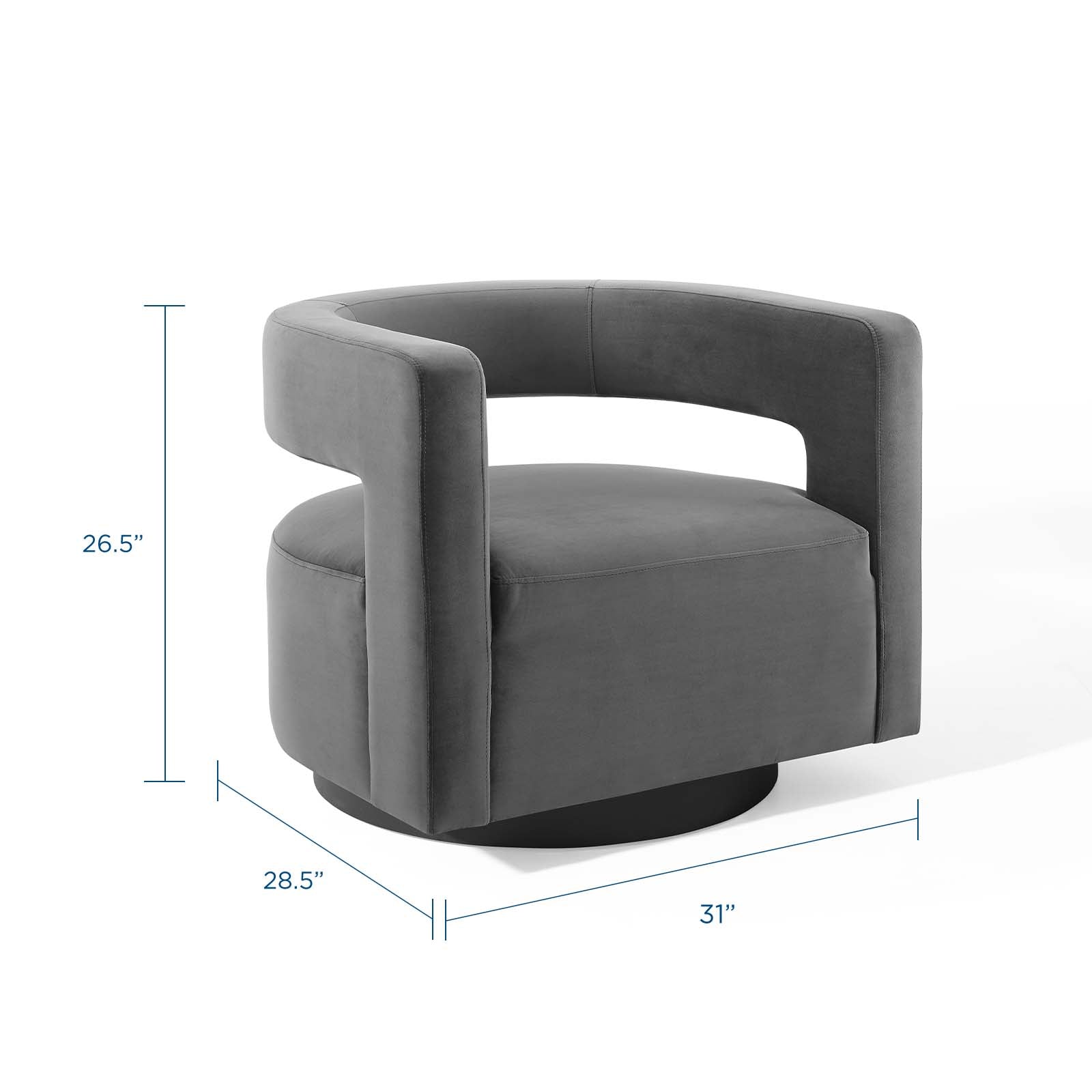 Modway Accent Chairs - Spin Cutaway Performance Velvet Swivel Armchair Gray