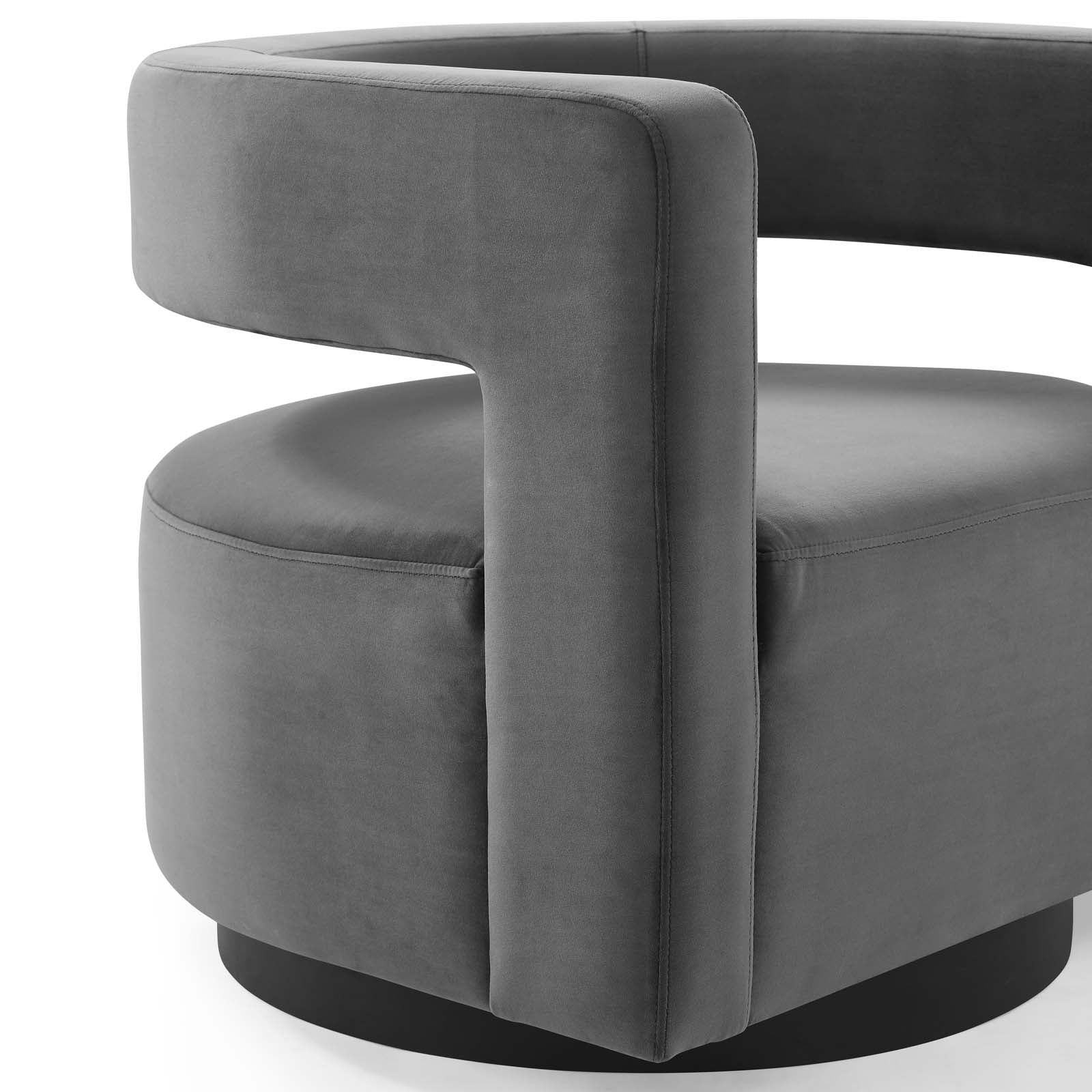 Modway Accent Chairs - Spin Cutaway Performance Velvet Swivel Armchair Gray