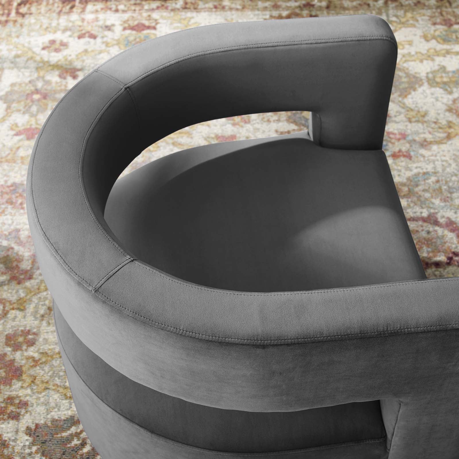 Modway Accent Chairs - Spin Cutaway Performance Velvet Swivel Armchair Gray