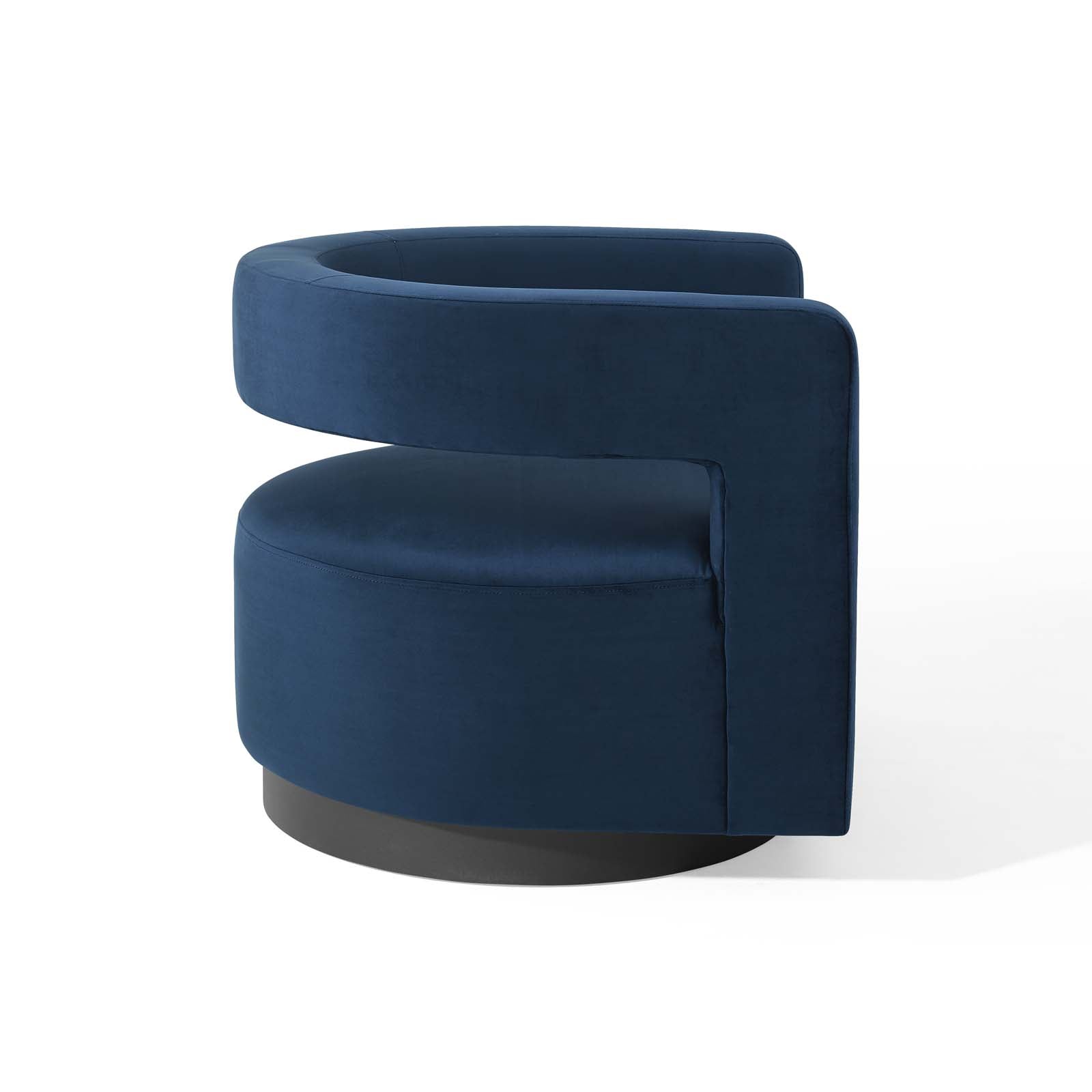 Modway Accent Chairs - Spin Cutaway Performance Velvet Swivel Armchair Midnight Blue