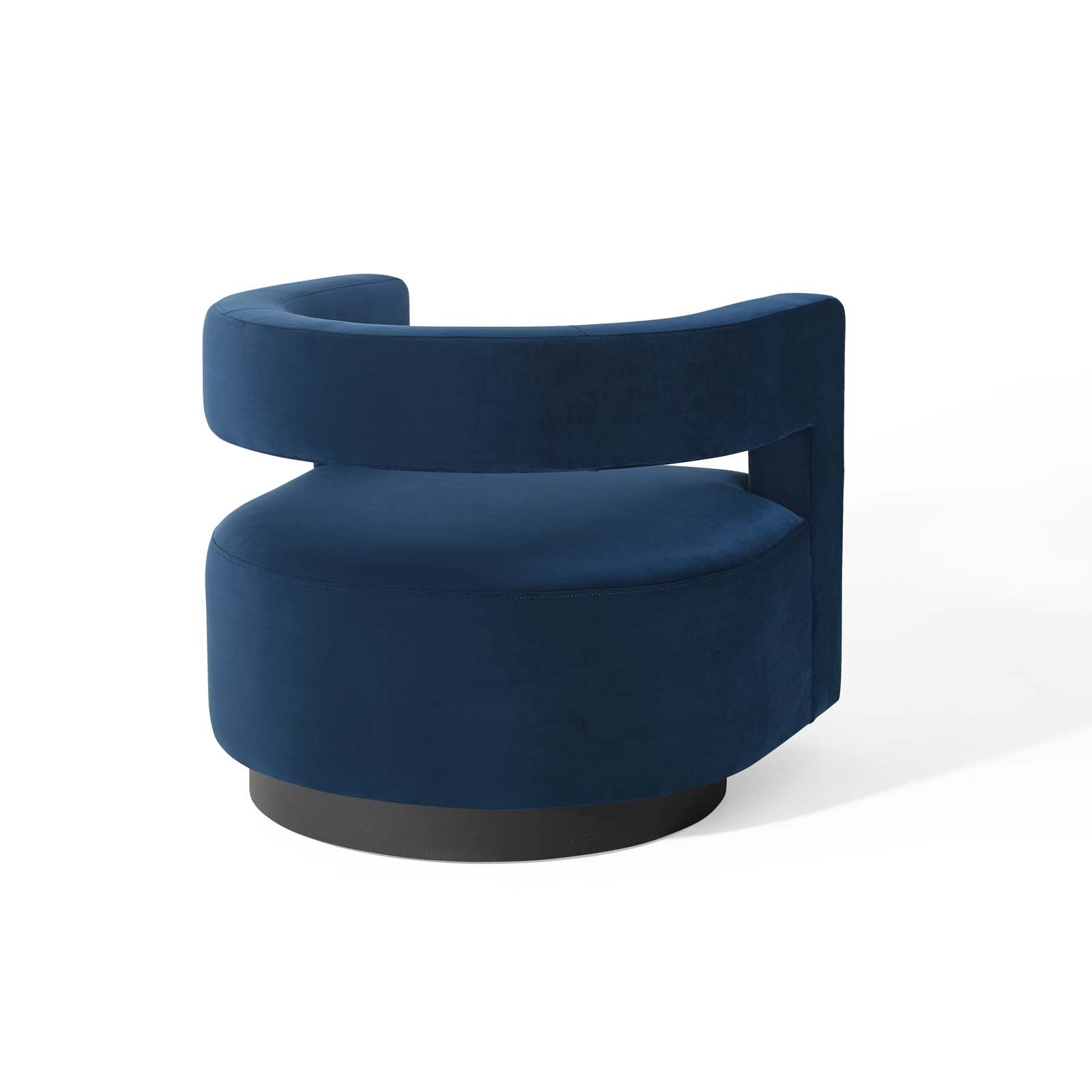 Modway Accent Chairs - Spin Cutaway Performance Velvet Swivel Armchair Midnight Blue