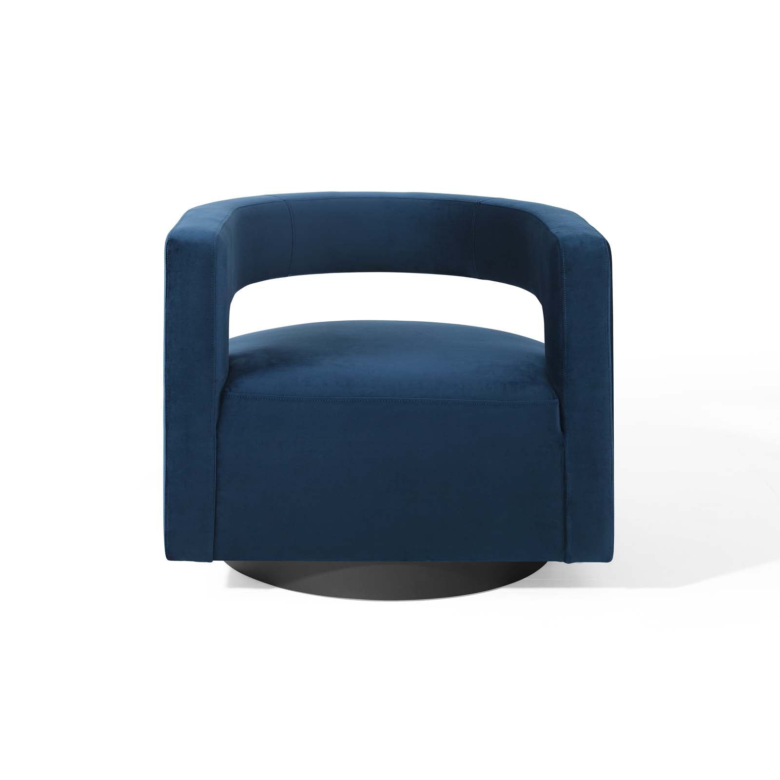 Modway Accent Chairs - Spin Cutaway Performance Velvet Swivel Armchair Midnight Blue