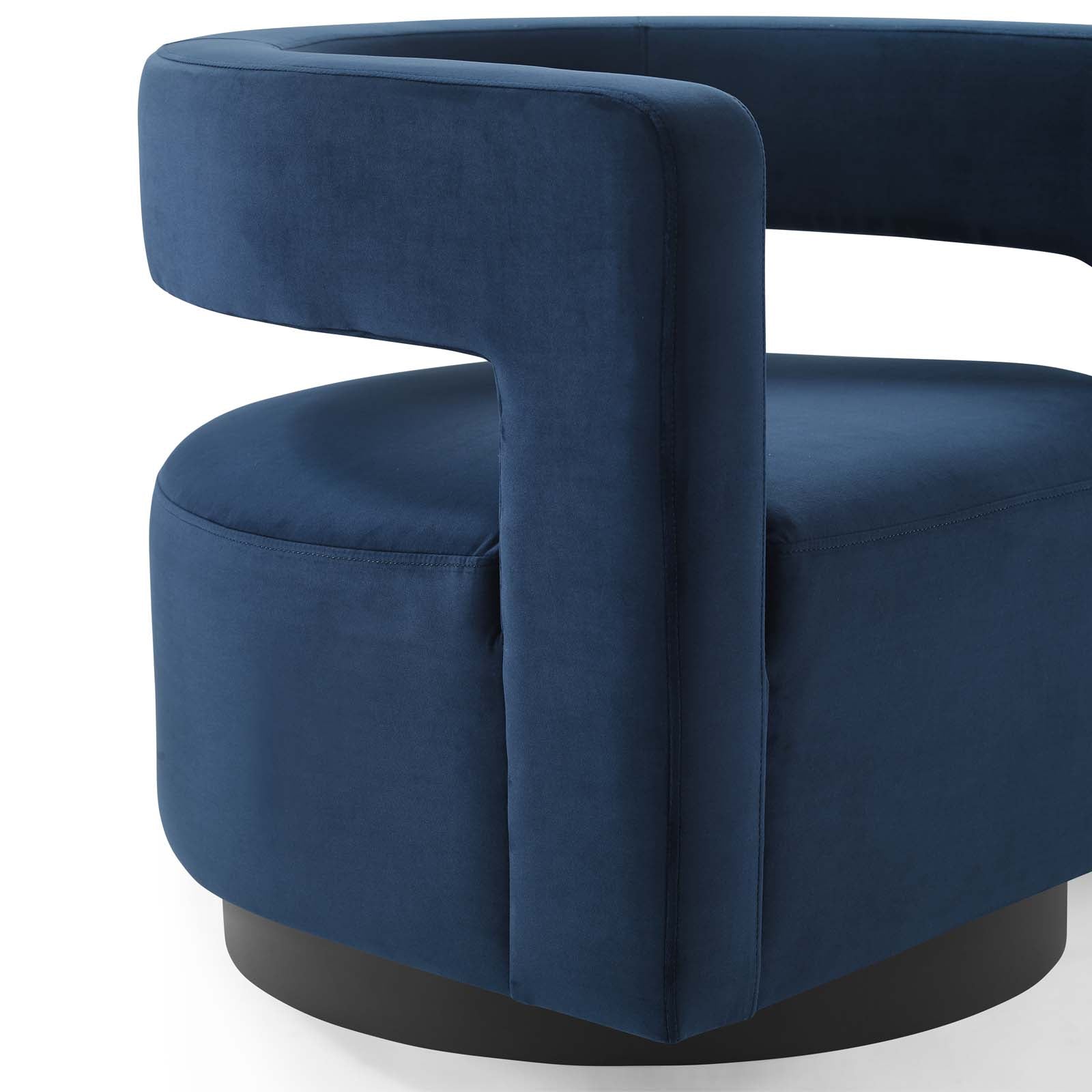 Modway Accent Chairs - Spin Cutaway Performance Velvet Swivel Armchair Midnight Blue