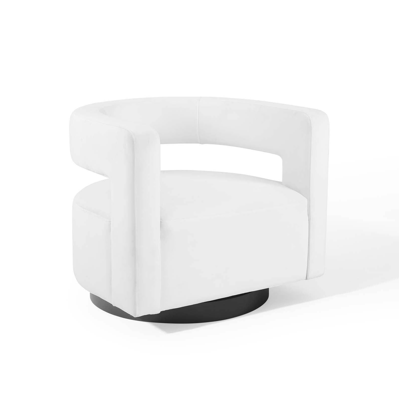 Modway Accent Chairs - Spin Cutaway Performance Velvet Swivel Armchair White