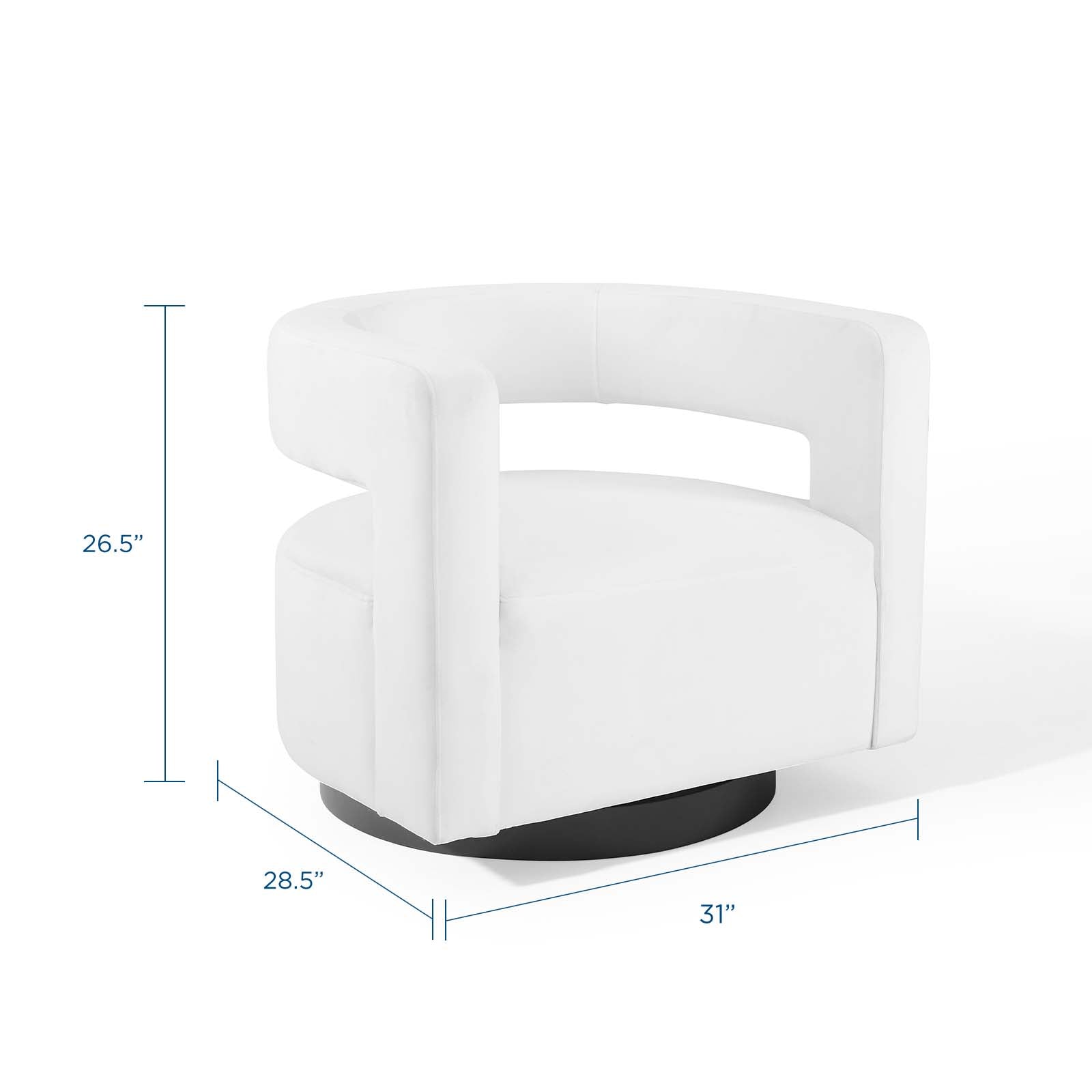 Modway Accent Chairs - Spin Cutaway Performance Velvet Swivel Armchair White