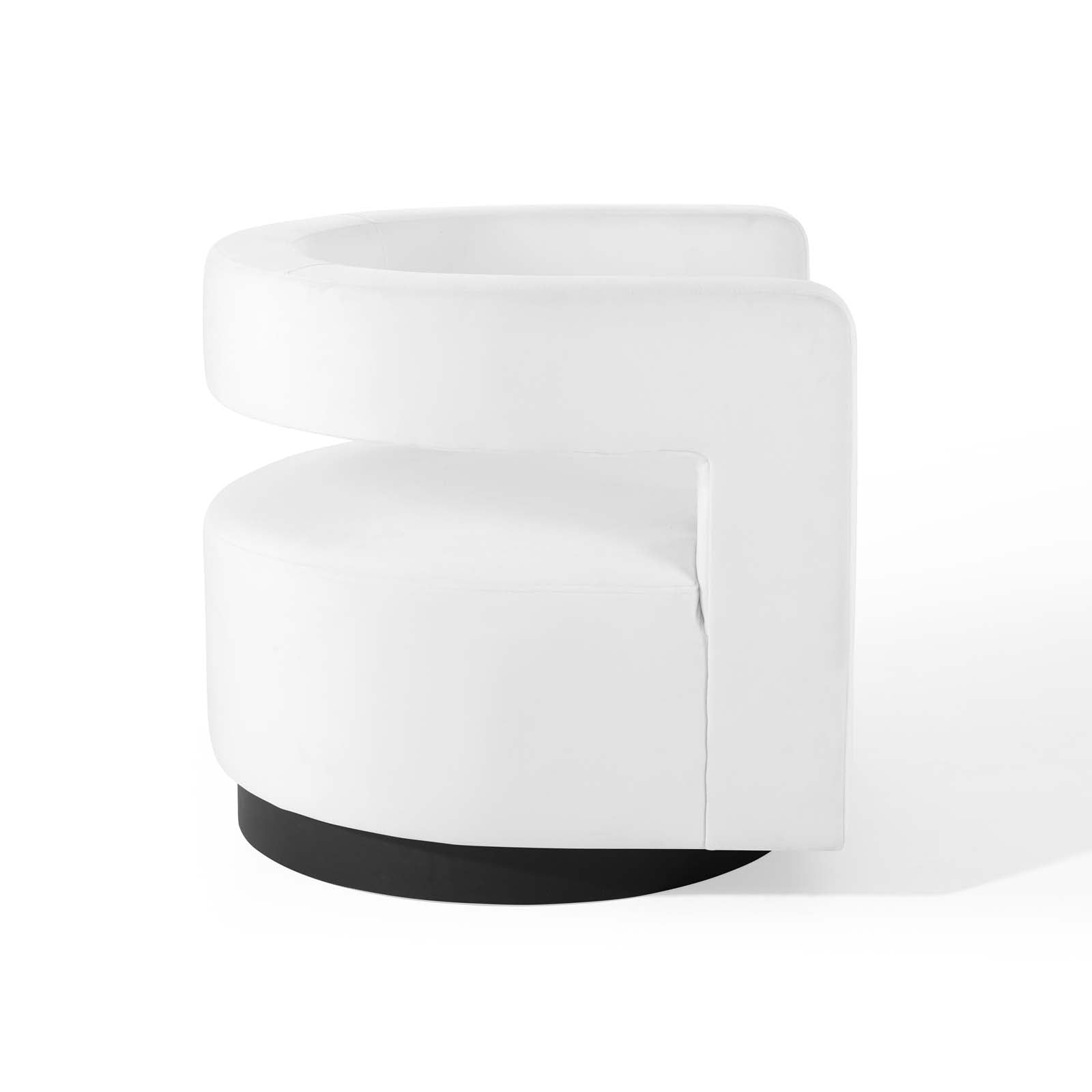 Modway Accent Chairs - Spin Cutaway Performance Velvet Swivel Armchair White