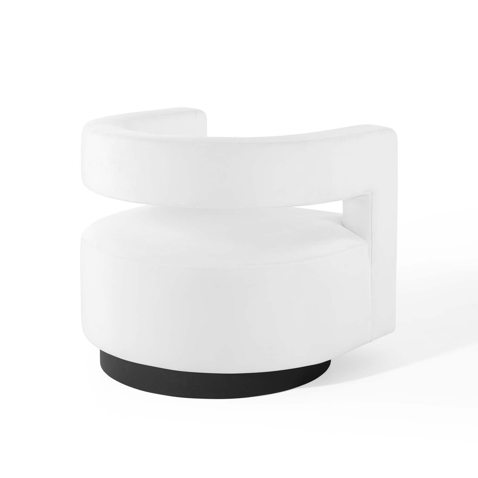 Modway Accent Chairs - Spin Cutaway Performance Velvet Swivel Armchair White
