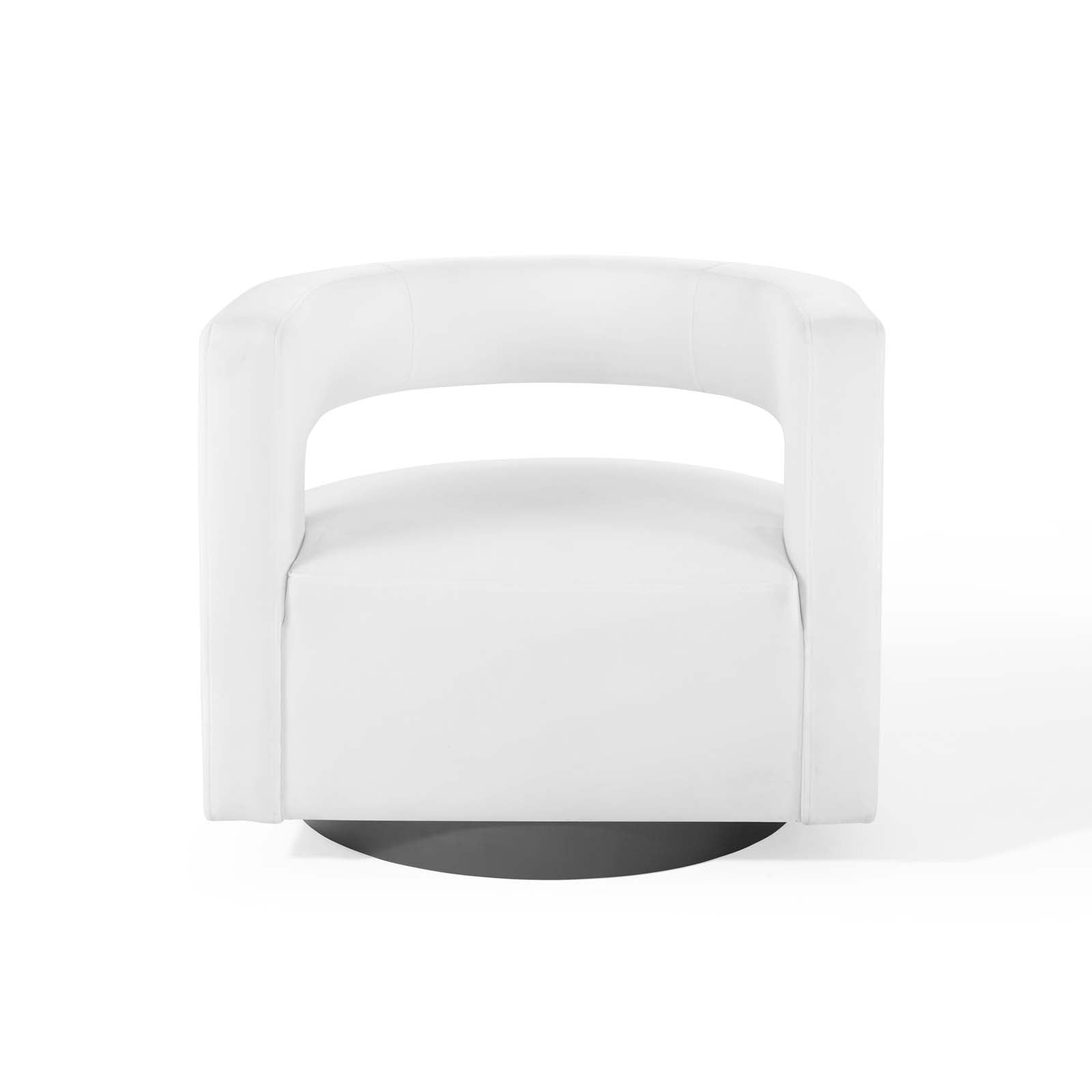 Modway Accent Chairs - Spin Cutaway Performance Velvet Swivel Armchair White