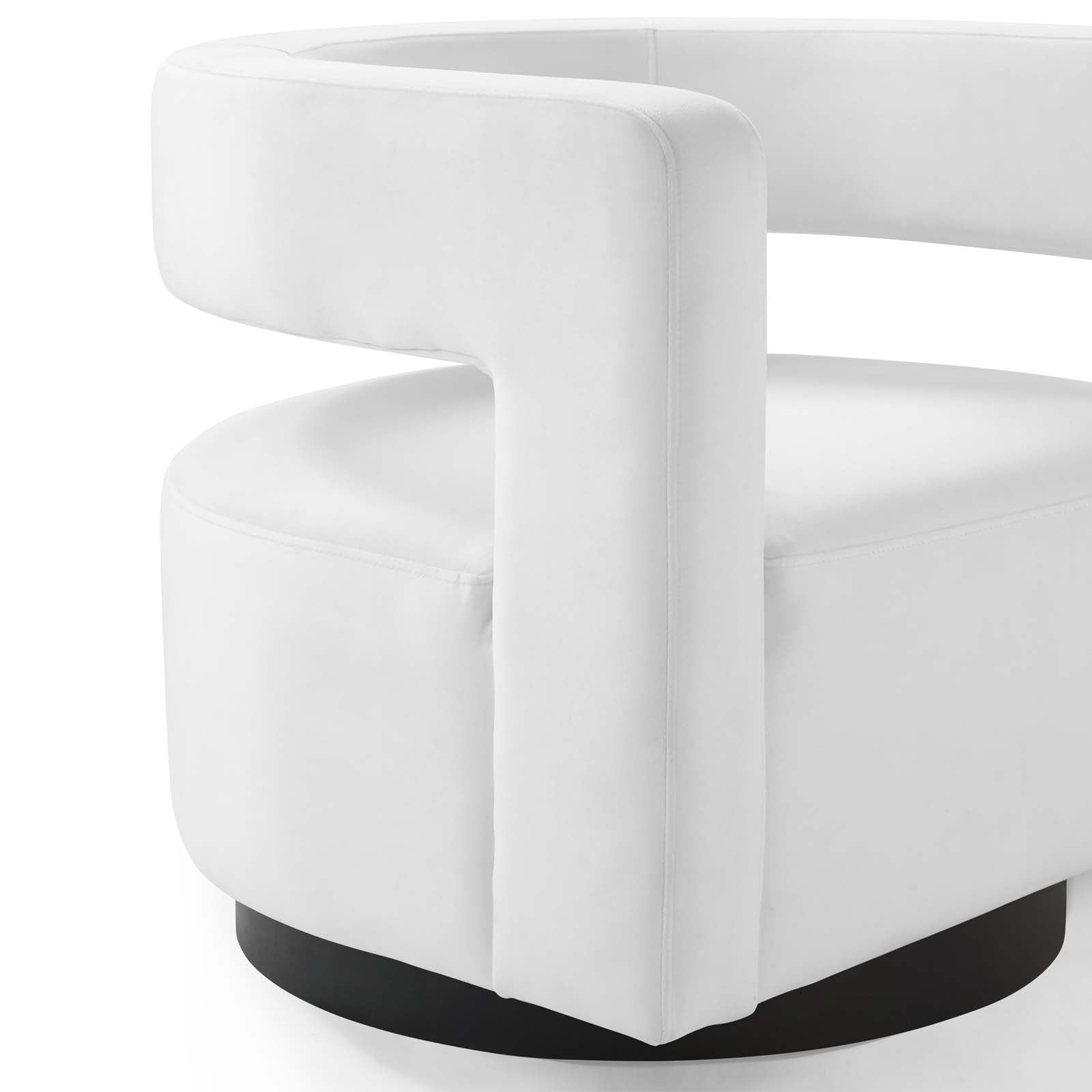 Modway Accent Chairs - Spin Cutaway Performance Velvet Swivel Armchair White