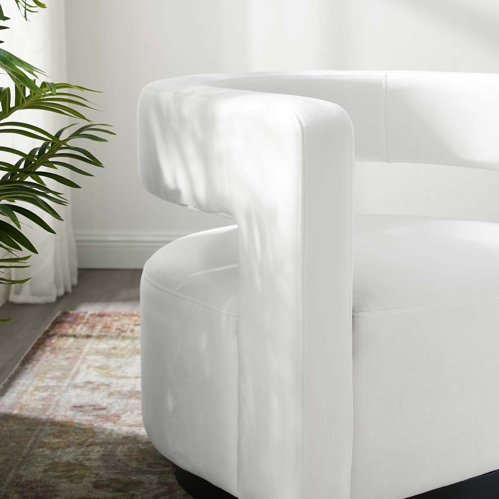 Modway Accent Chairs - Spin Cutaway Performance Velvet Swivel Armchair White