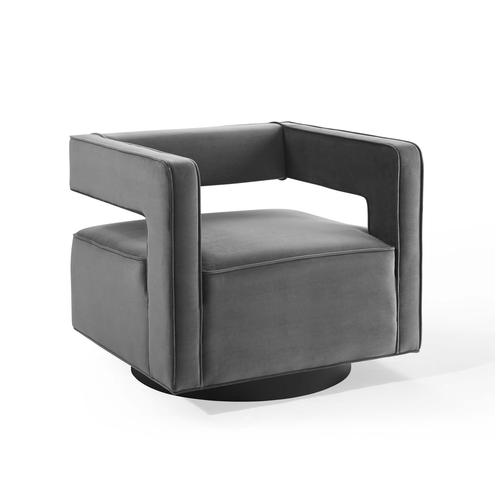 Modway Accent Chairs - Booth Performance Velvet Swivel Armchair Gray