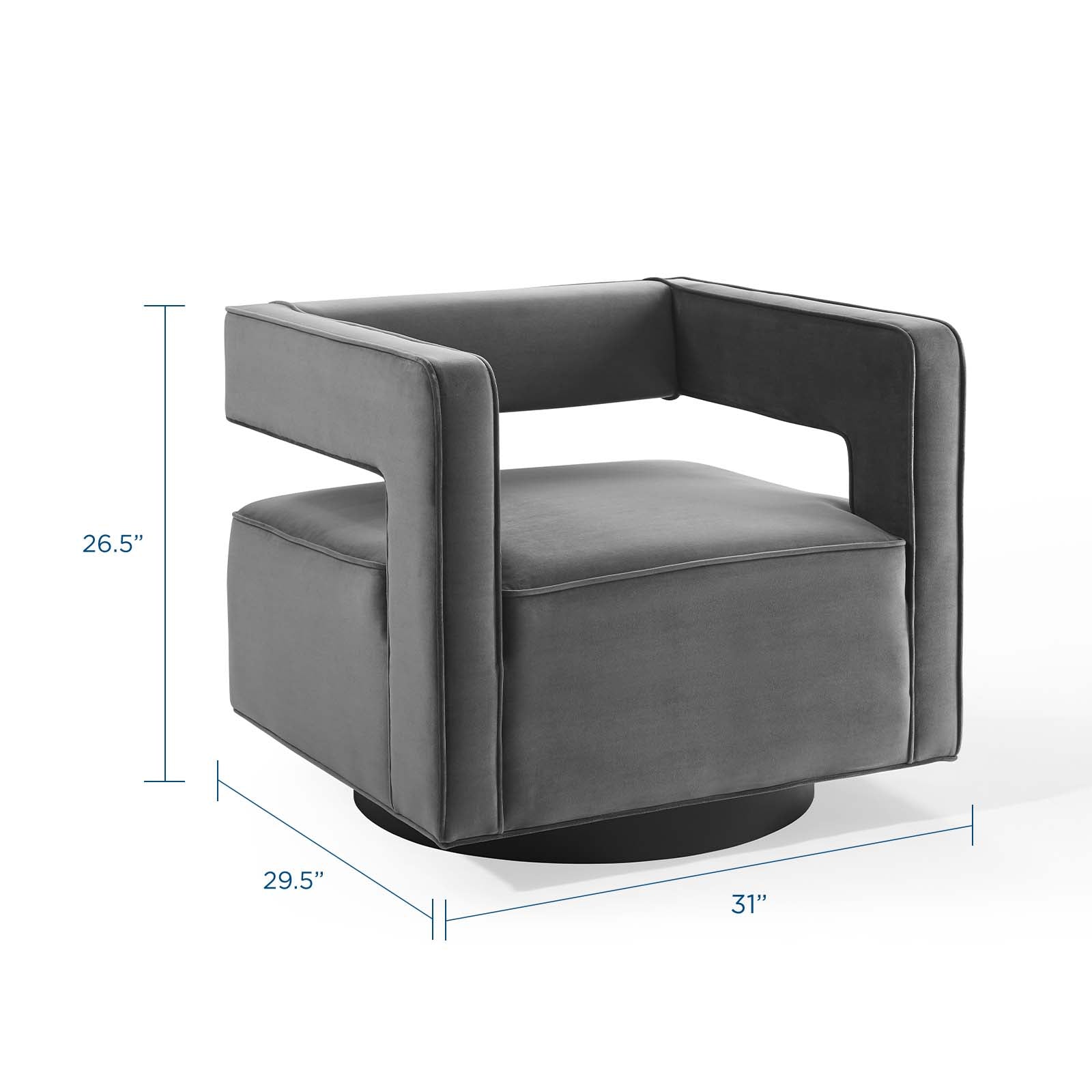 Modway Accent Chairs - Booth Performance Velvet Swivel Armchair Gray