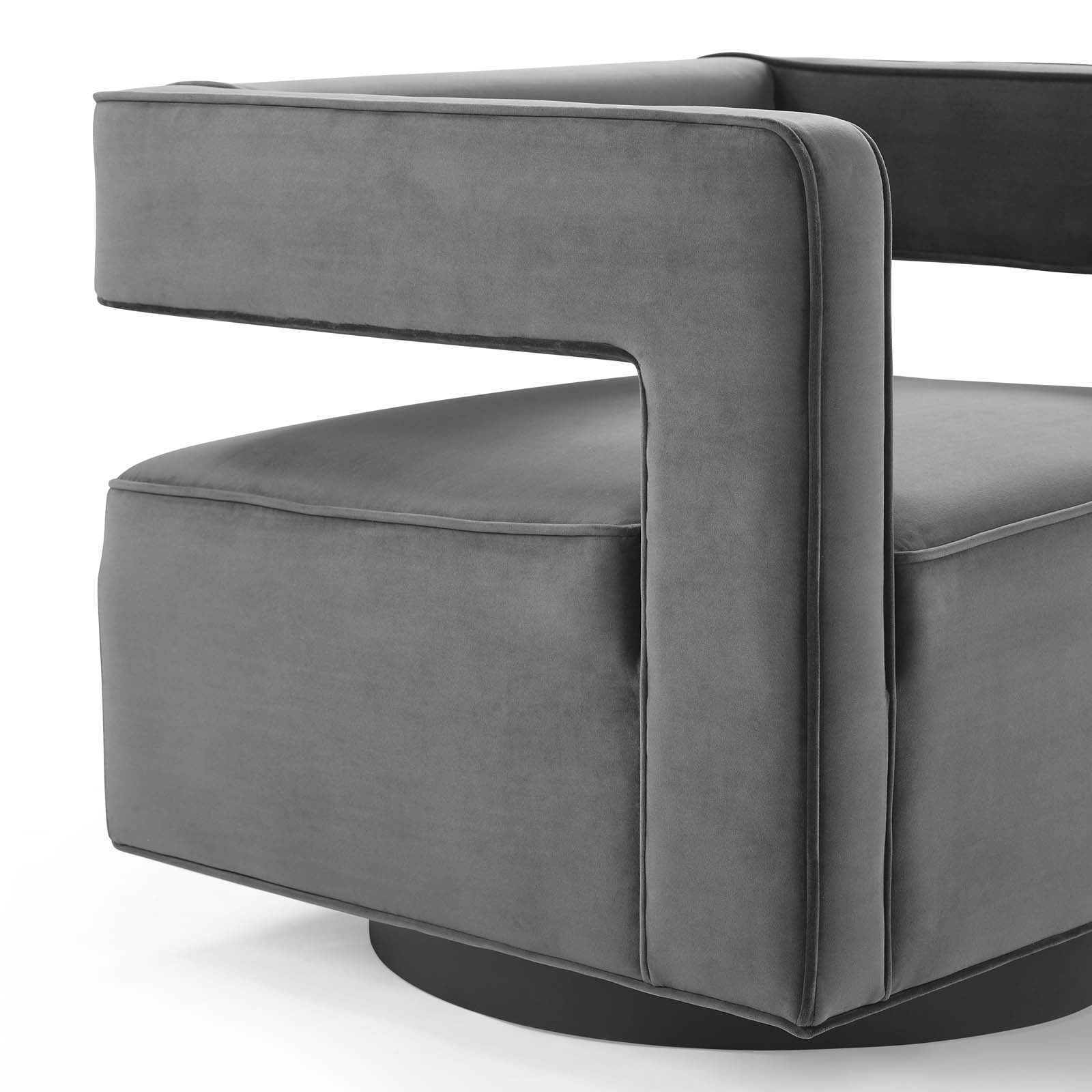 Modway Accent Chairs - Booth Performance Velvet Swivel Armchair Gray