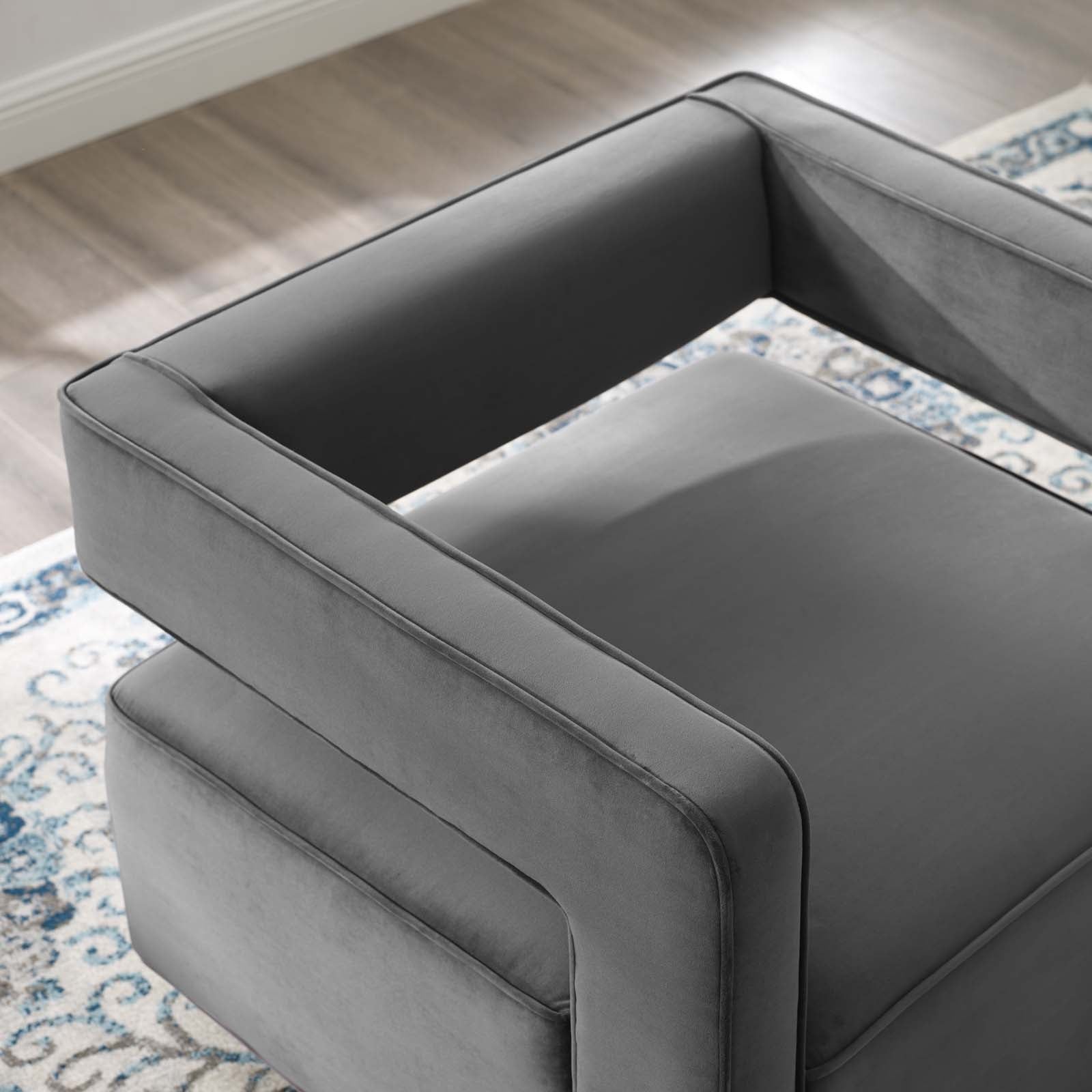 Modway Accent Chairs - Booth Performance Velvet Swivel Armchair Gray