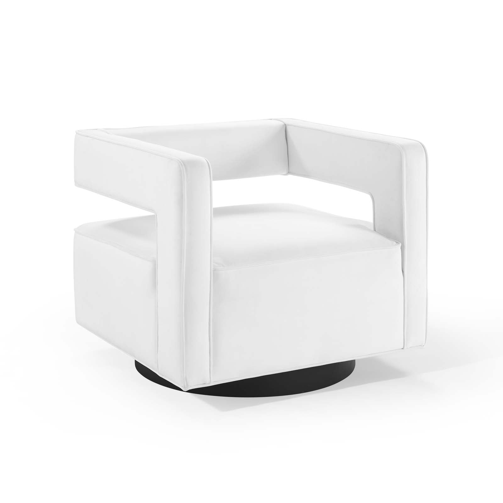 Modway Accent Chairs - Booth Performance Velvet Swivel Armchair White