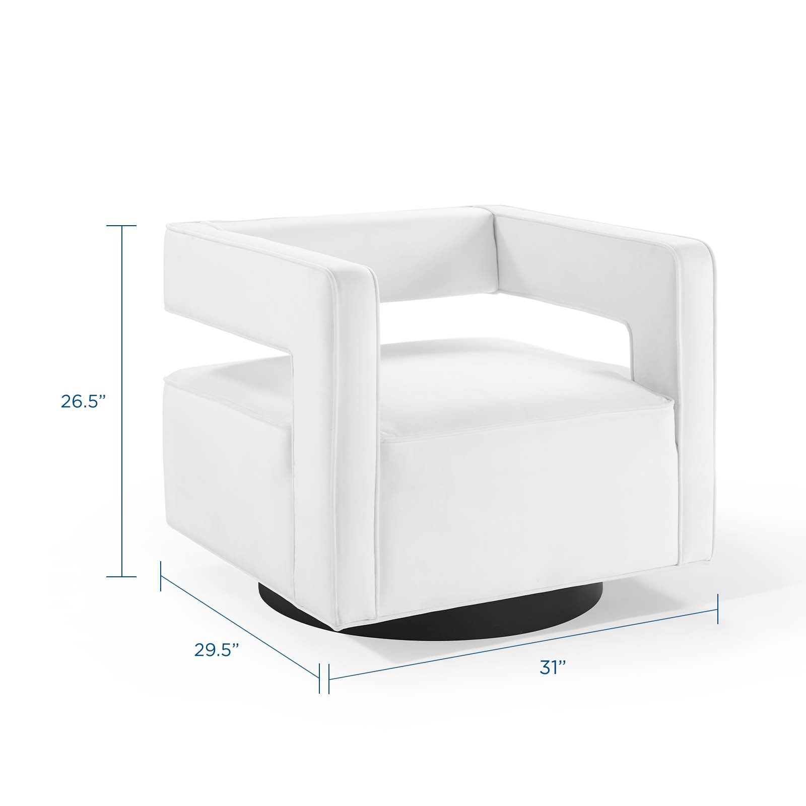 Modway Accent Chairs - Booth Performance Velvet Swivel Armchair White