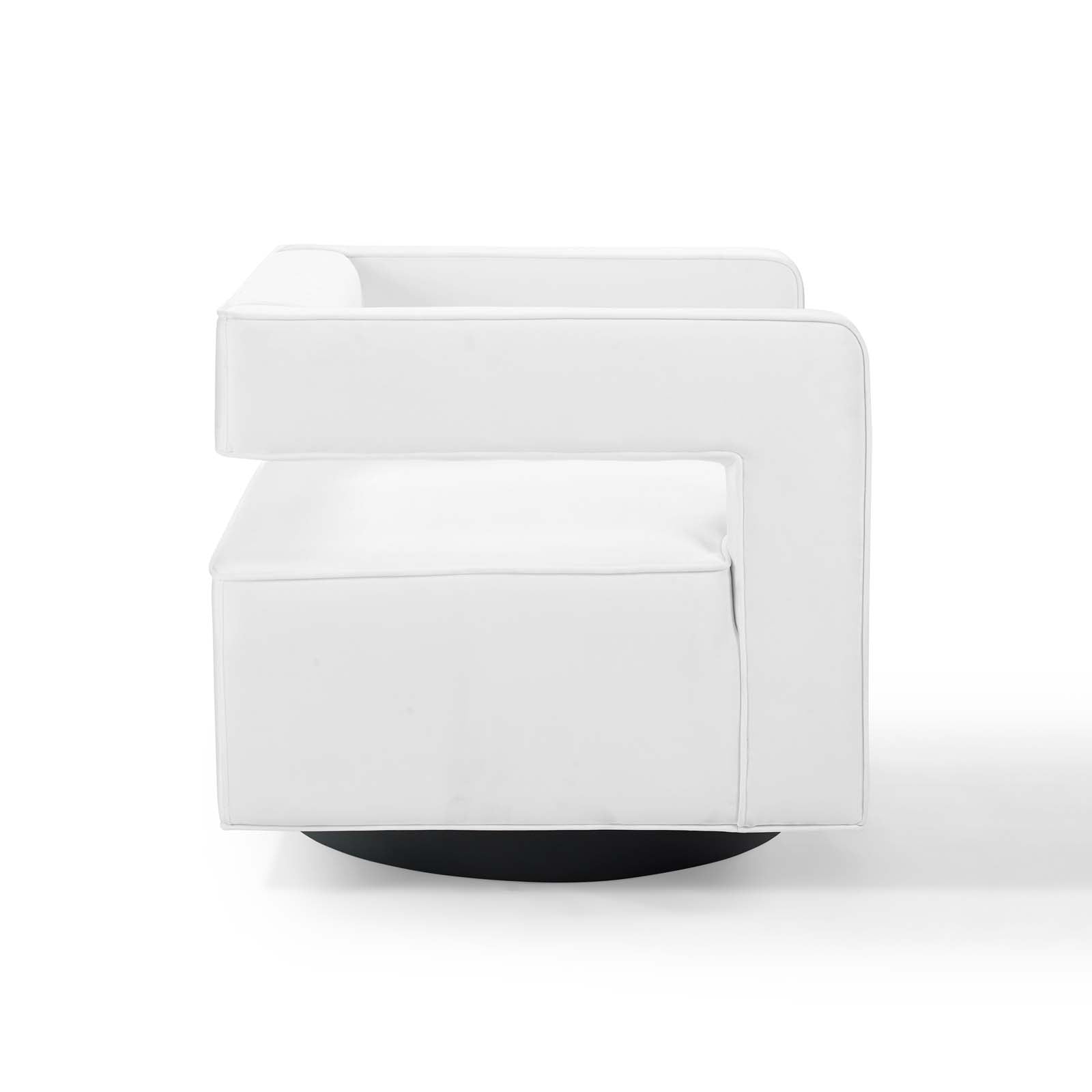 Modway Accent Chairs - Booth Performance Velvet Swivel Armchair White