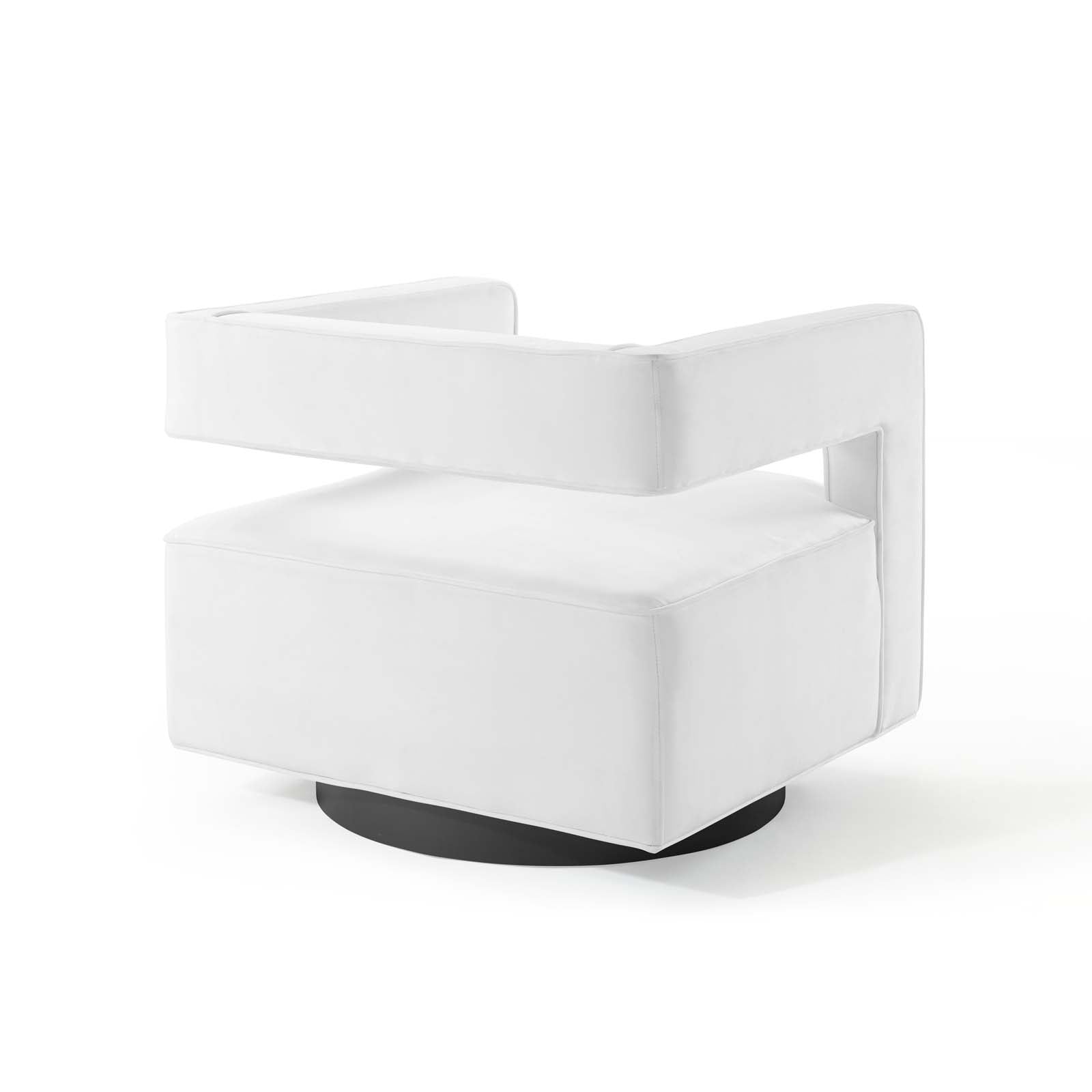 Modway Accent Chairs - Booth Performance Velvet Swivel Armchair White