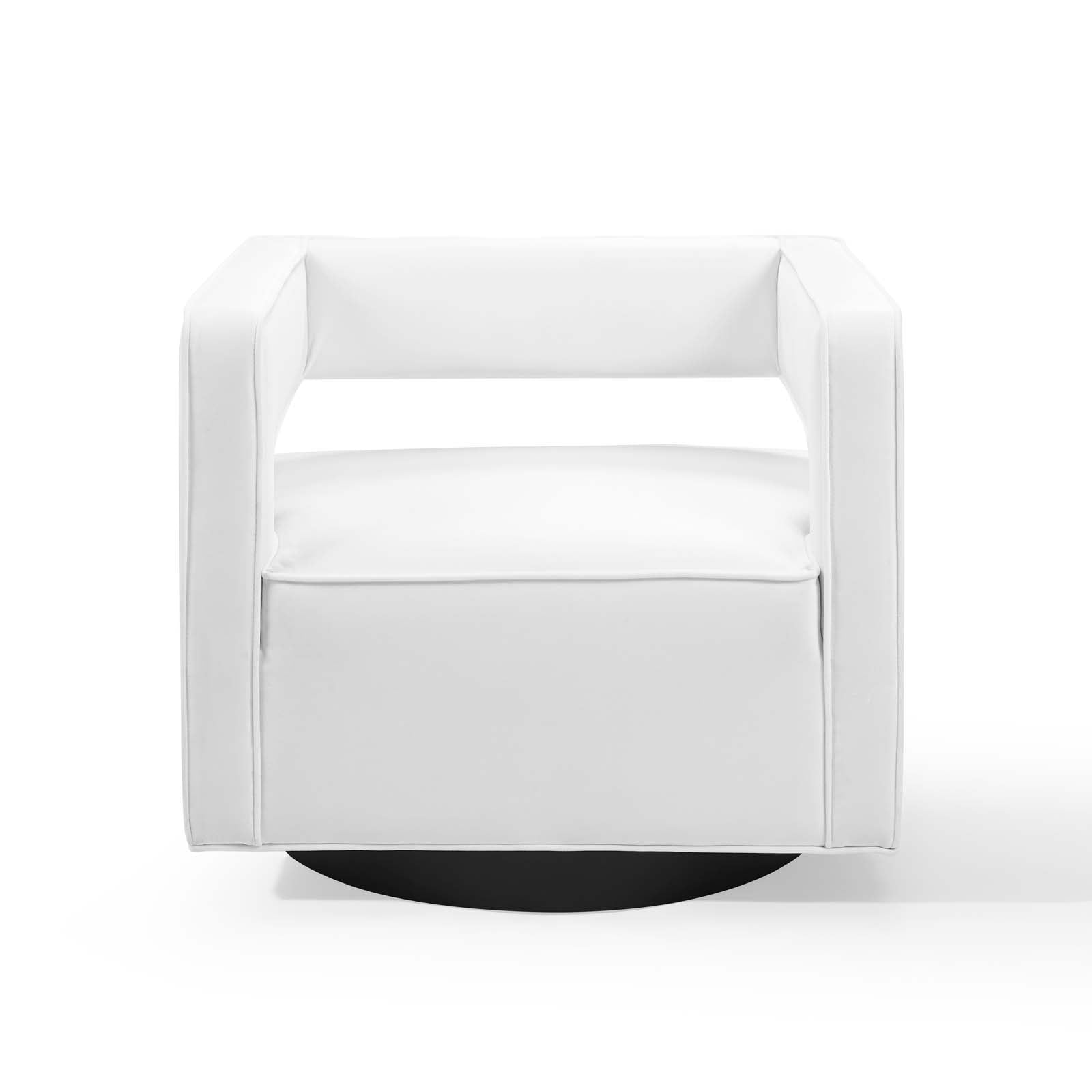 Modway Accent Chairs - Booth Performance Velvet Swivel Armchair White