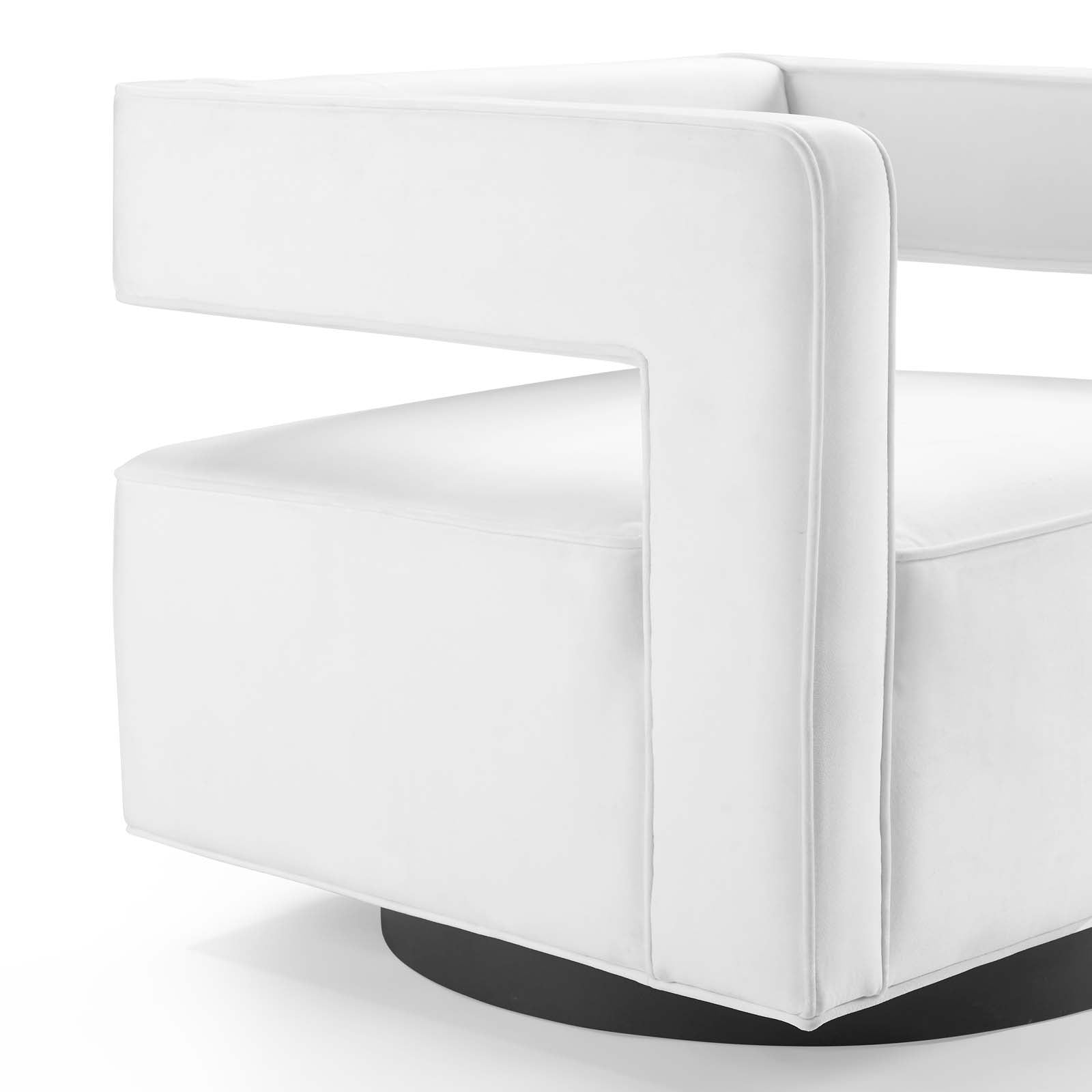 Modway Accent Chairs - Booth Performance Velvet Swivel Armchair White