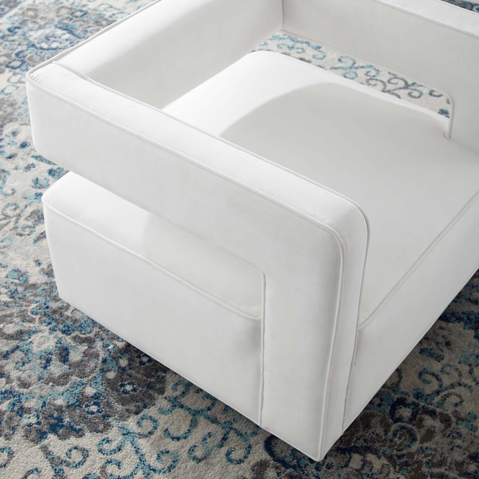 Modway Accent Chairs - Booth Performance Velvet Swivel Armchair White