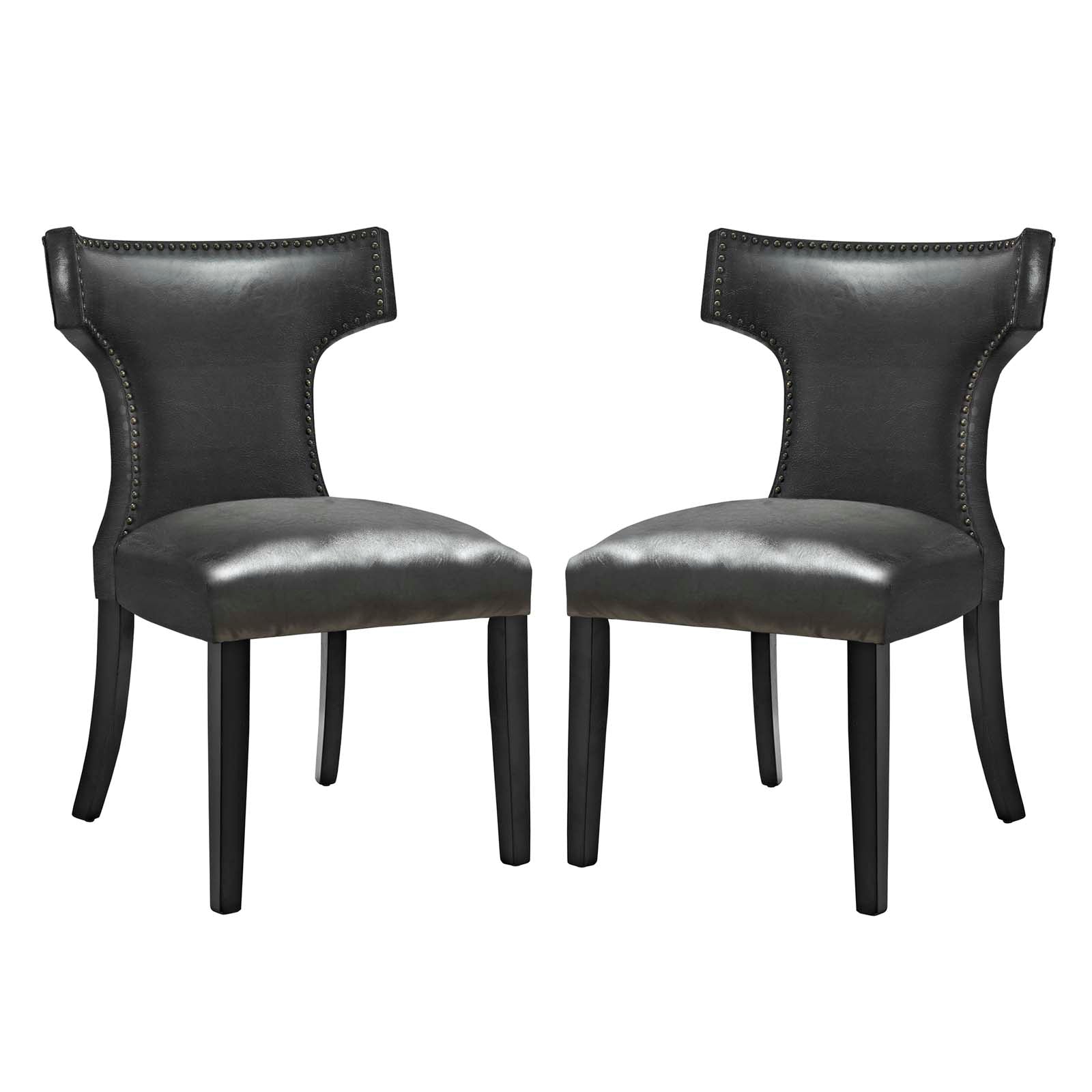 Modway Dining Chairs - Curve-Dining-Chair-Vinyl-Set-of-2-Black