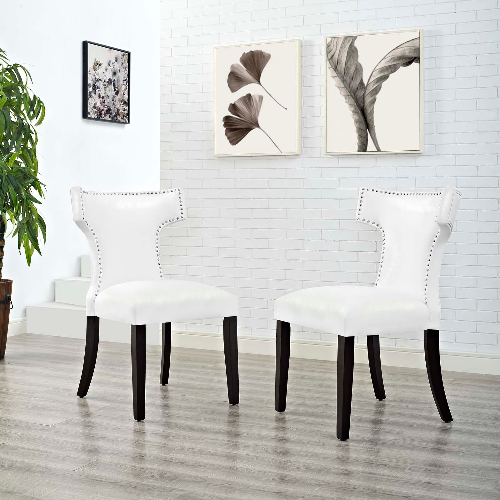 Modway Dining Chairs - Curve Dining Chair Vinyl ( Set of 2 ) White