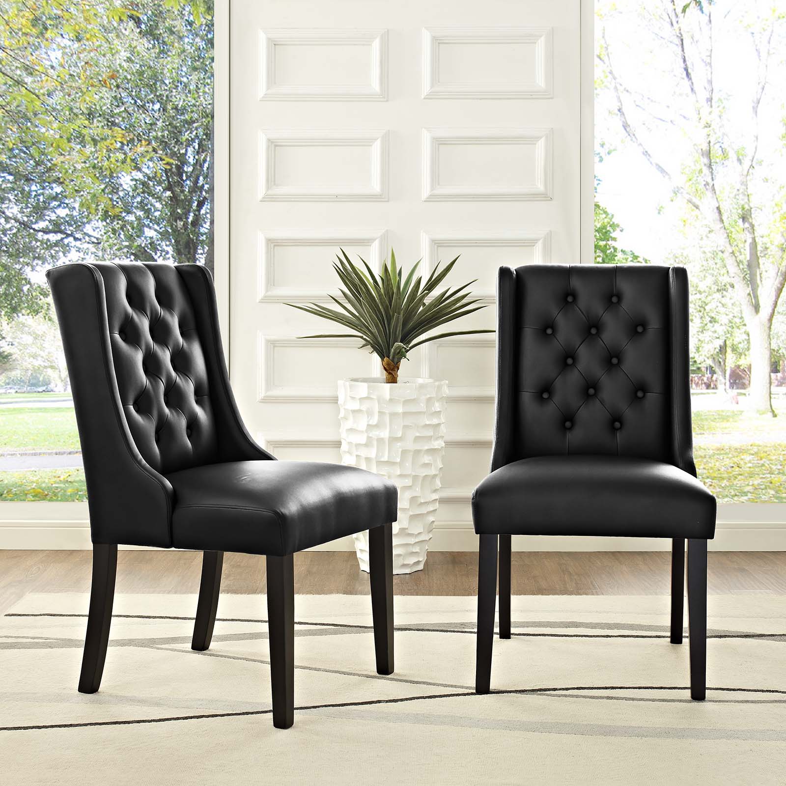Modway Dining Chairs - Baronet Dining Chair Vinyl ( Set of 2 ) Black