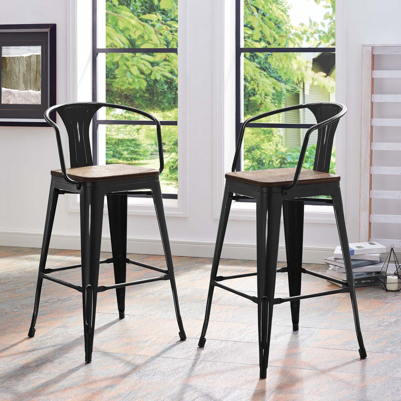 Modway Barstools - Promenade Bar Stool Black (Set of 2)