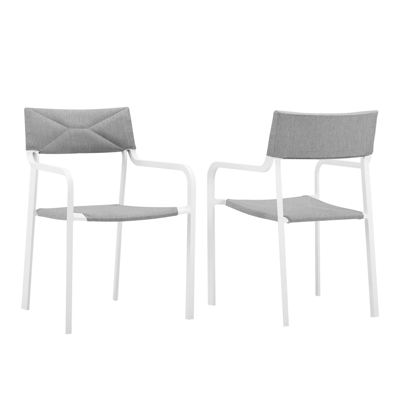 Modway Outdoor Chairs - Raleigh Outdoor Patio Aluminum Armchair Set of 2 White Gray