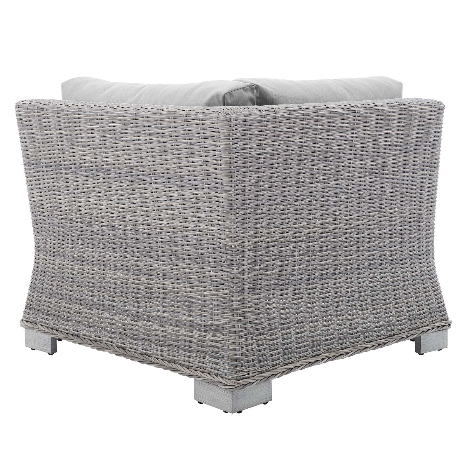 Modway Outdoor Chairs - Conway Sunbrella Outdoor Patio Wicker Rattan Corner Chair Light Gray